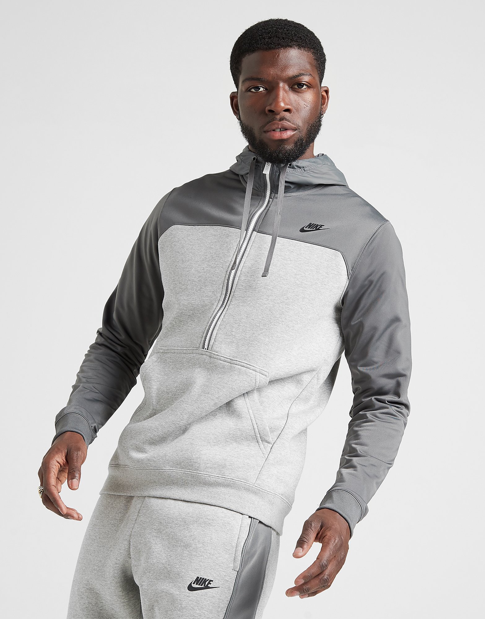 Nike Sweat à Capuche Hybrid 1/2 Zippé Homme - Gris, Gris