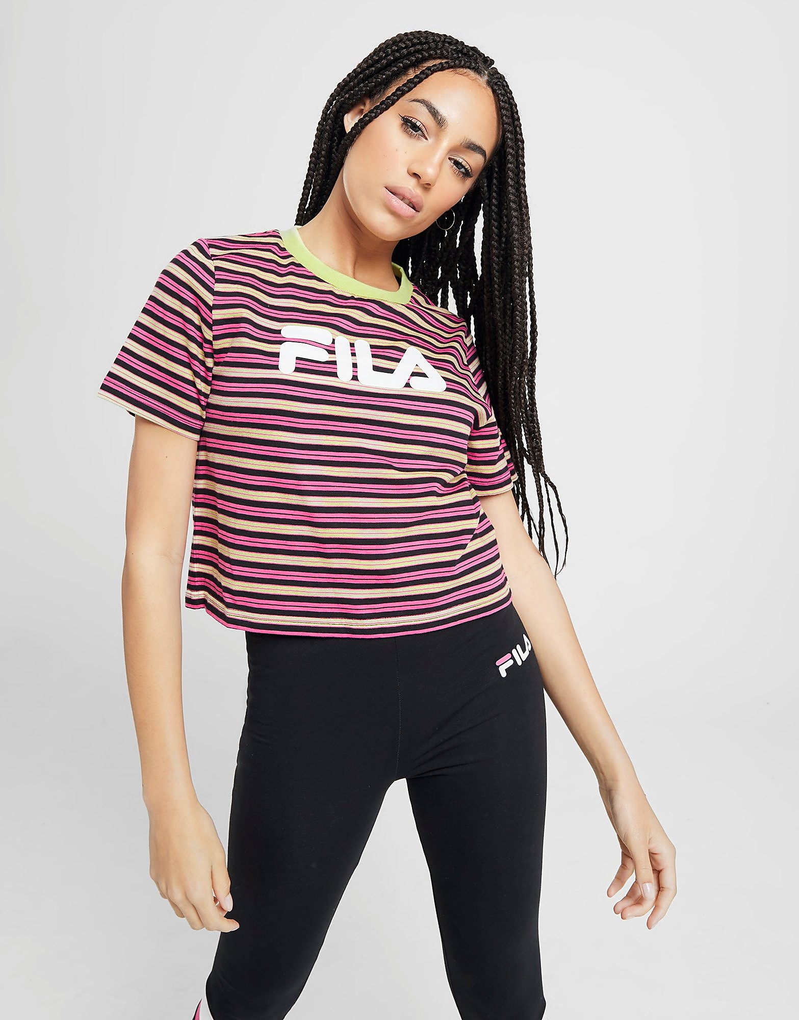 

Fila Stripe Crop T-Shirt - Only at JD - Pink - Womens, Pink