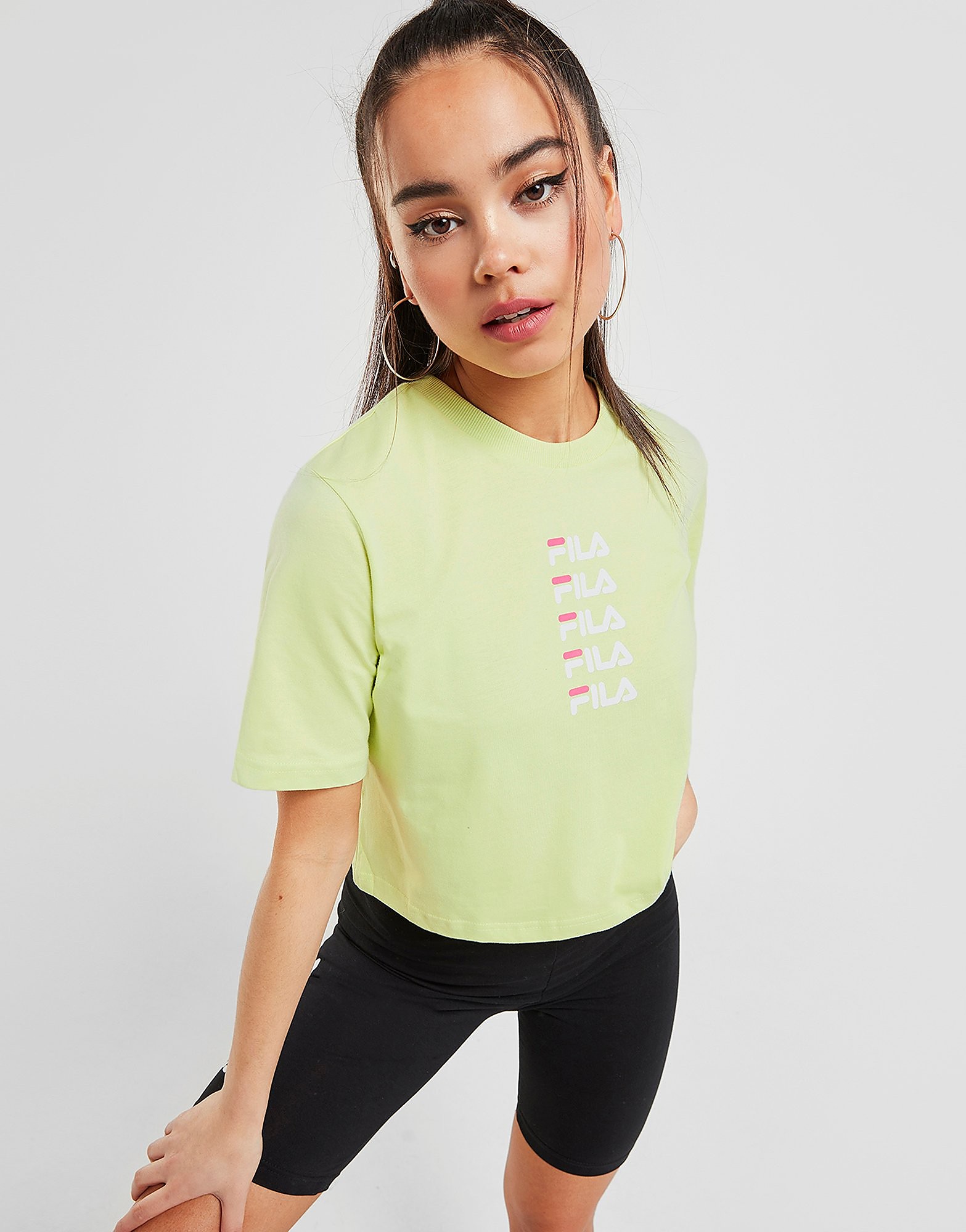 Fila T-shirt Repeat Logo Crop Femme - Only at JD - Vert, Vert