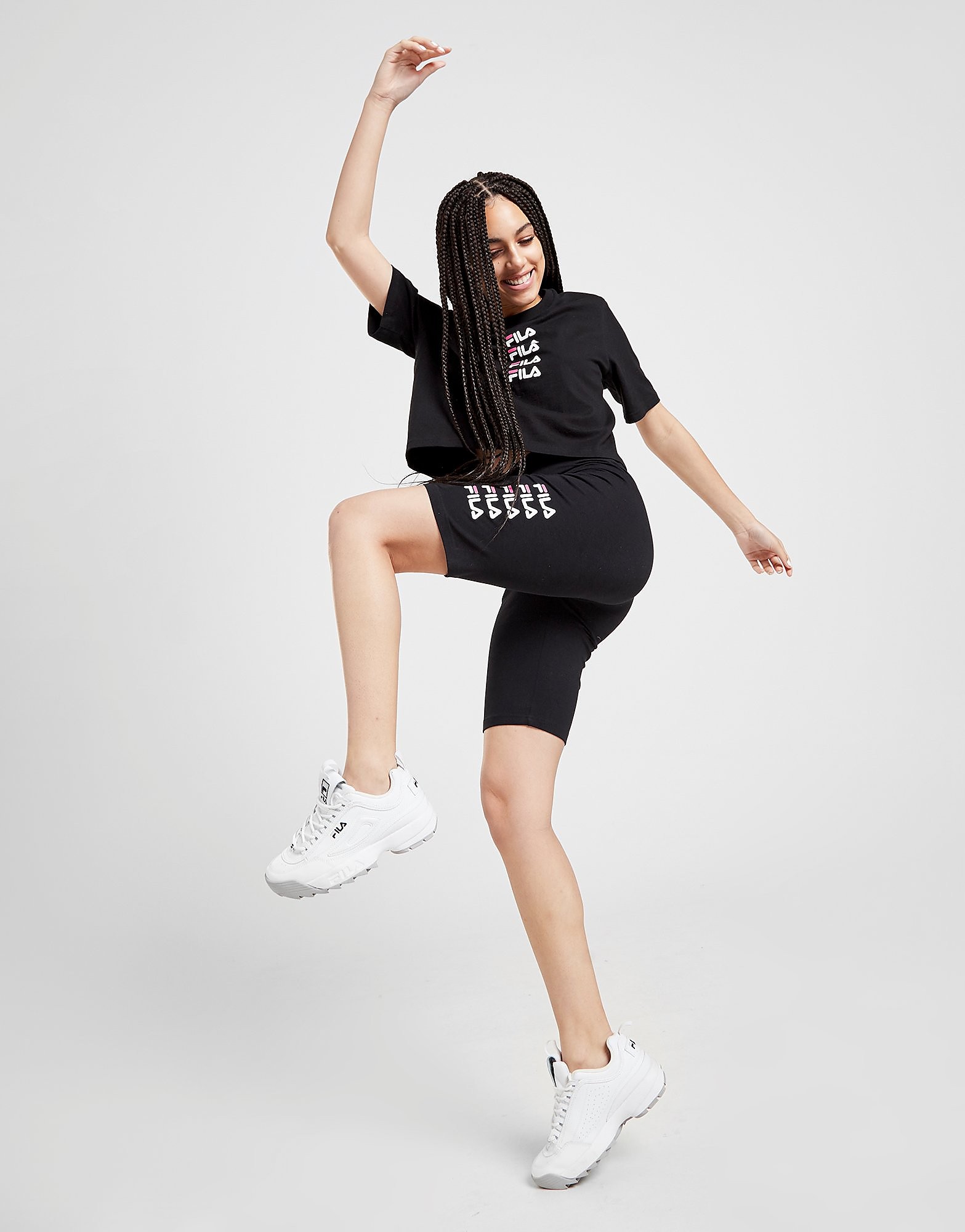 

Fila Repeat Logo Cycle Shorts - Only at JD - Black/White/Pink - Womens, Black/White/Pink