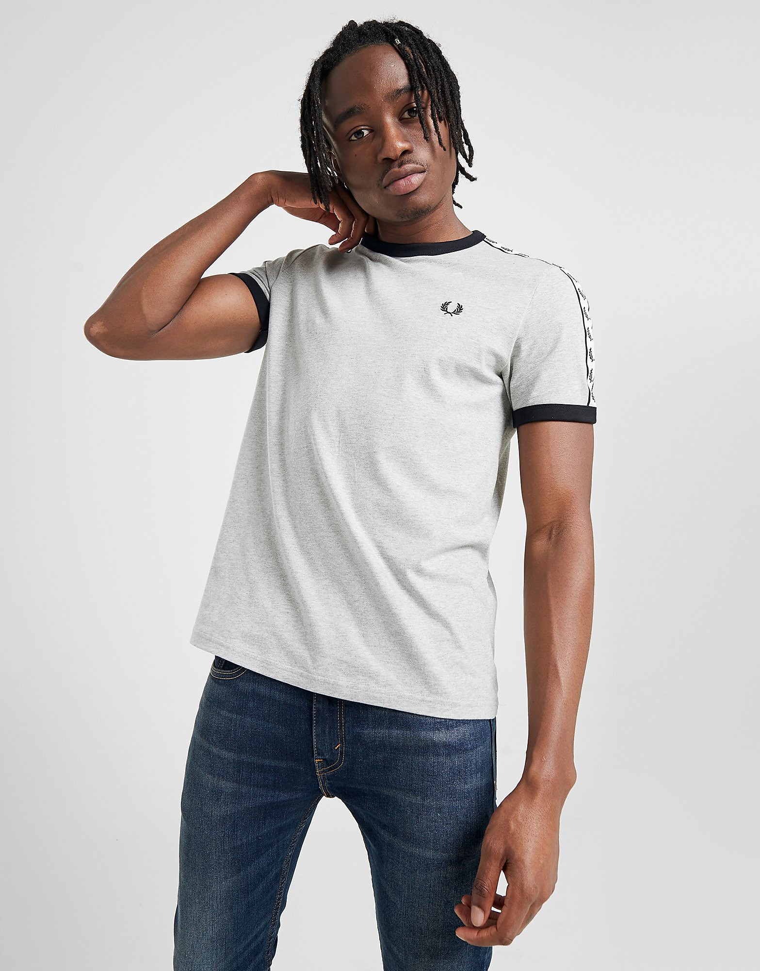 

Fred Perry Taped Ringer T-Shirt - Grey/Black - Mens, Grey/Black