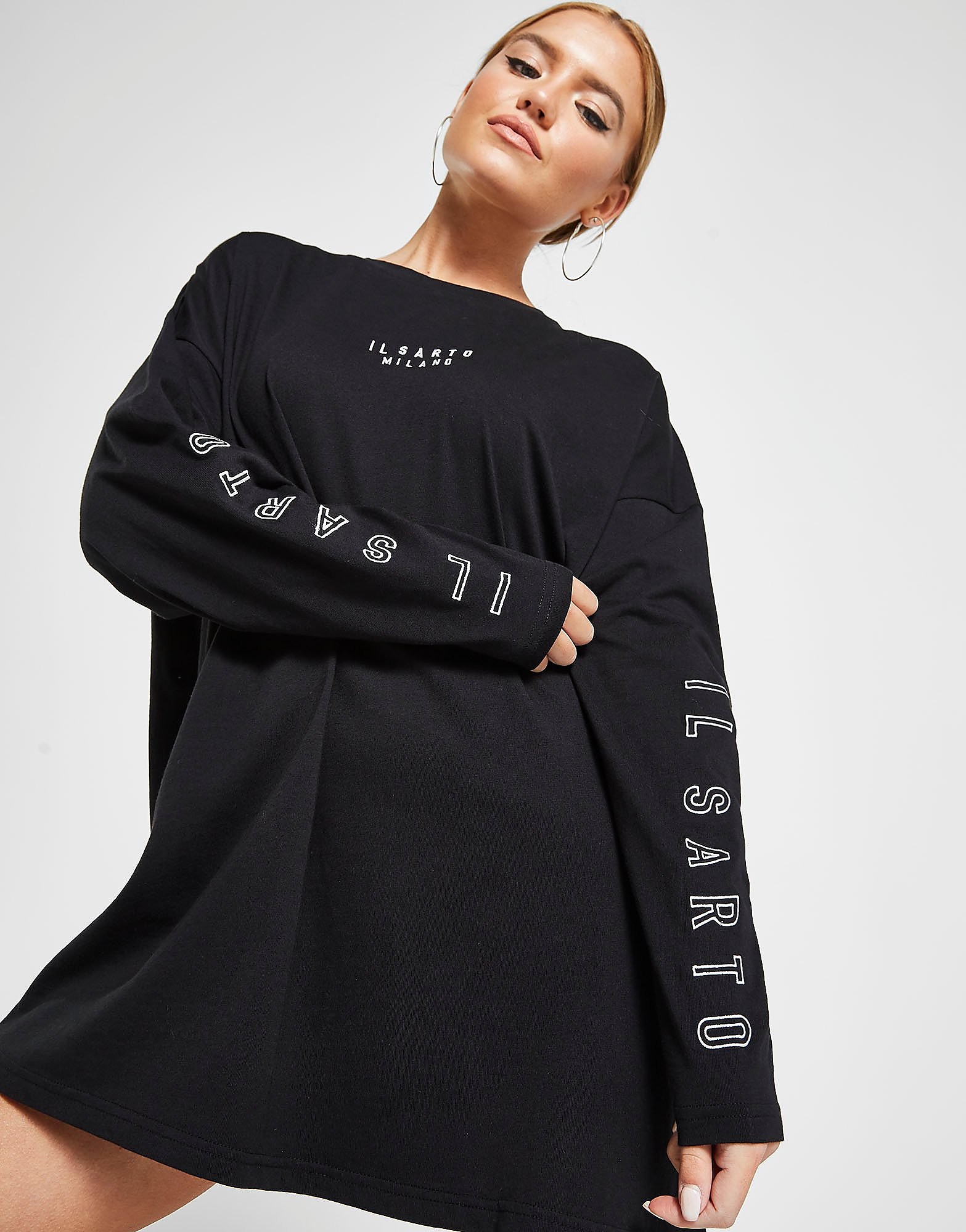 

Il Sarto Logo Long Sleeve T-Shirt Dress - Black - Womens, Black
