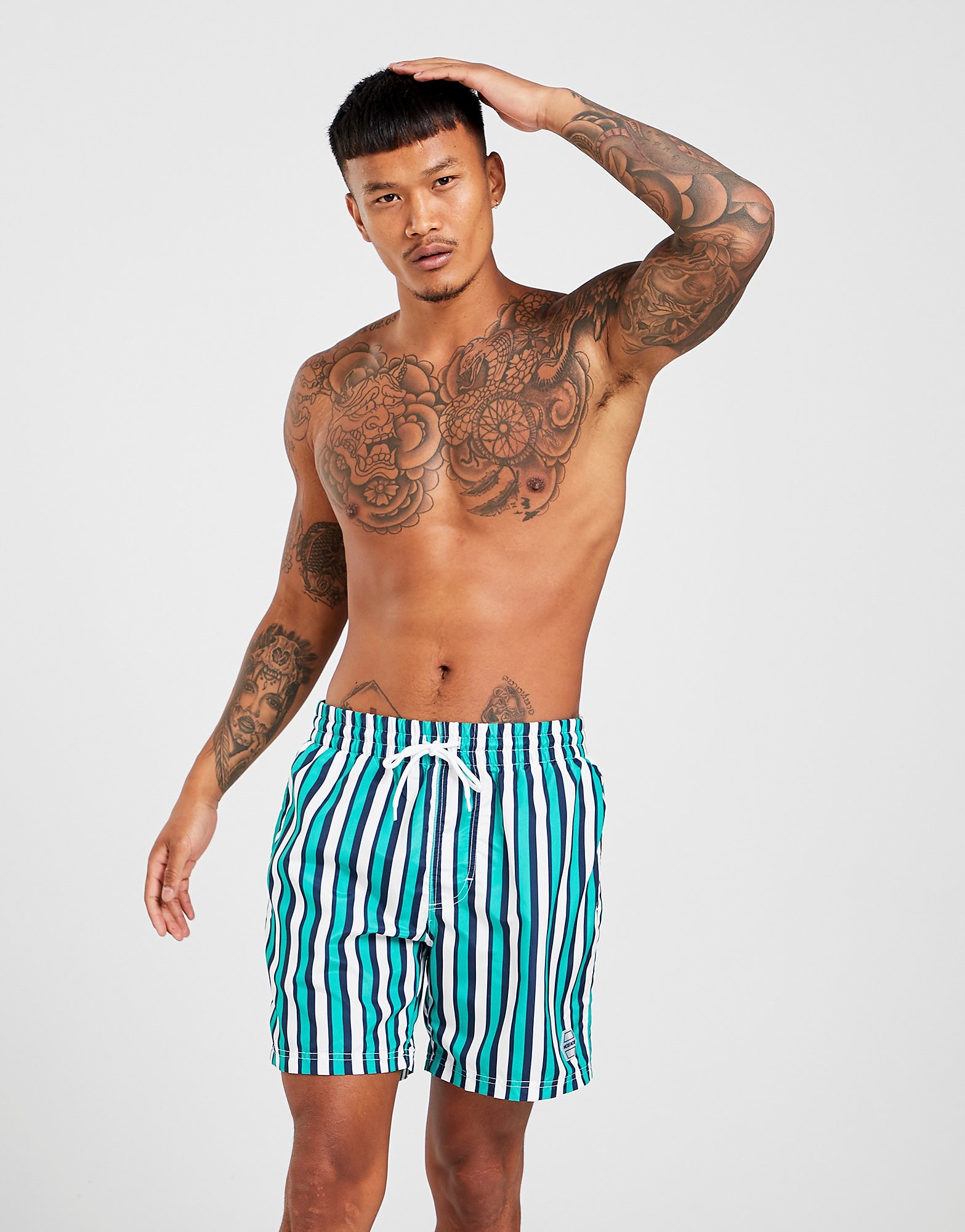 McKenzie Short de Bain rétro Ugo Stripes Homme - Only at JD - Vert, Vert