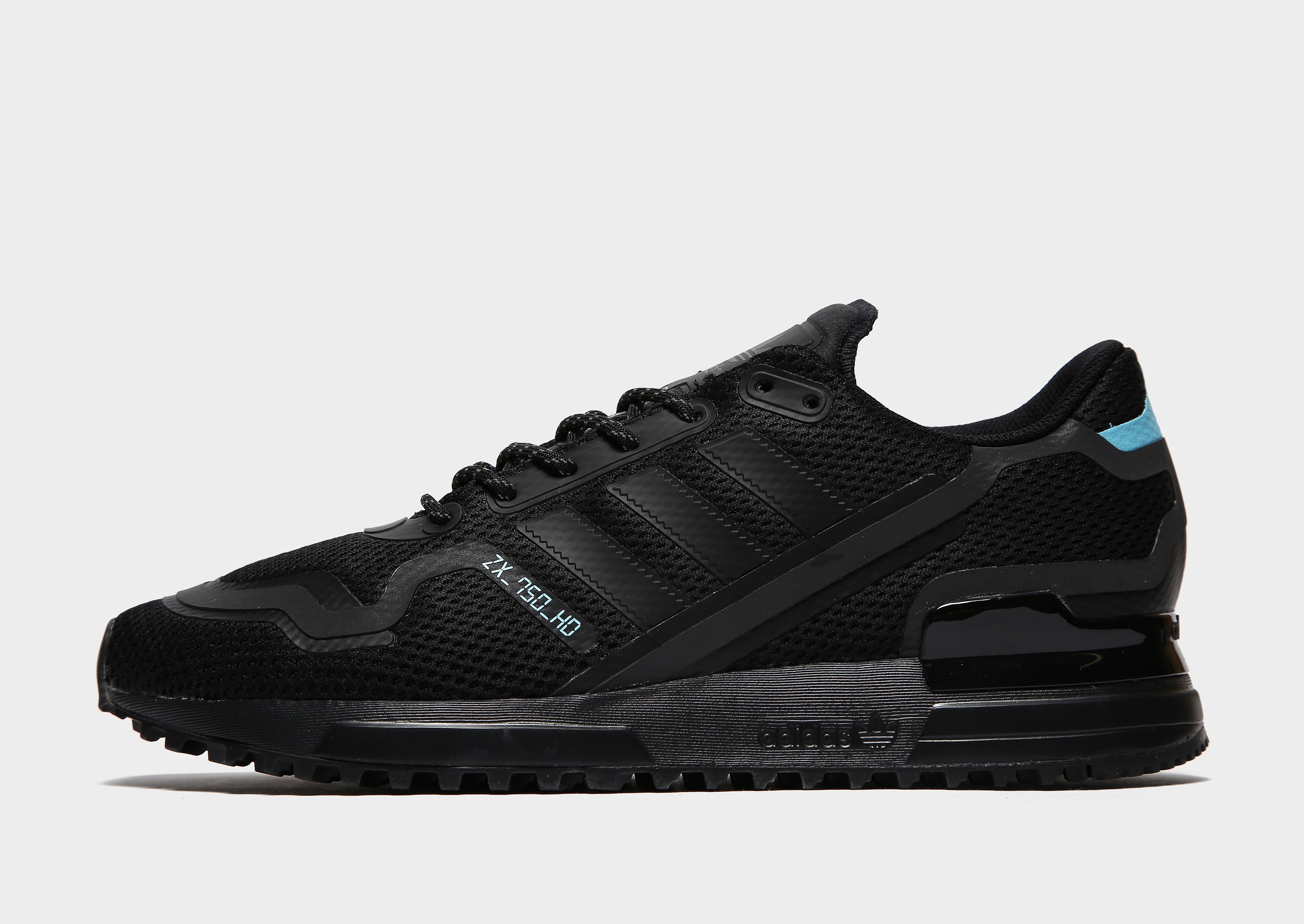 

adidas Originals ZX 750 HD - Core Black / Core Black / Bright Cyan - Mens, Core Black / Core Black / Bright Cyan