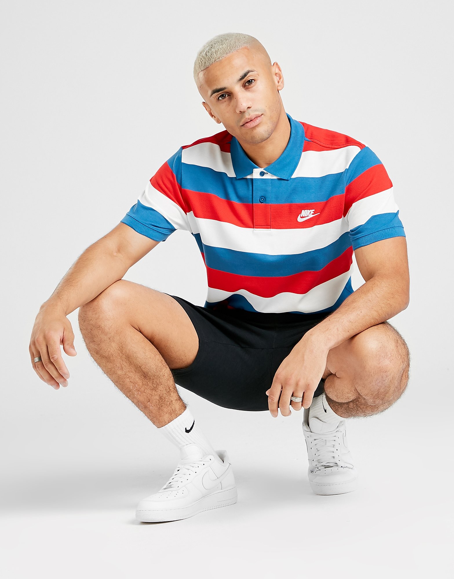 

Nike Foundation Stripe Polo Shirt - Industrial Blue/White/Blue/White - Mens, Industrial Blue/White/Blue/White
