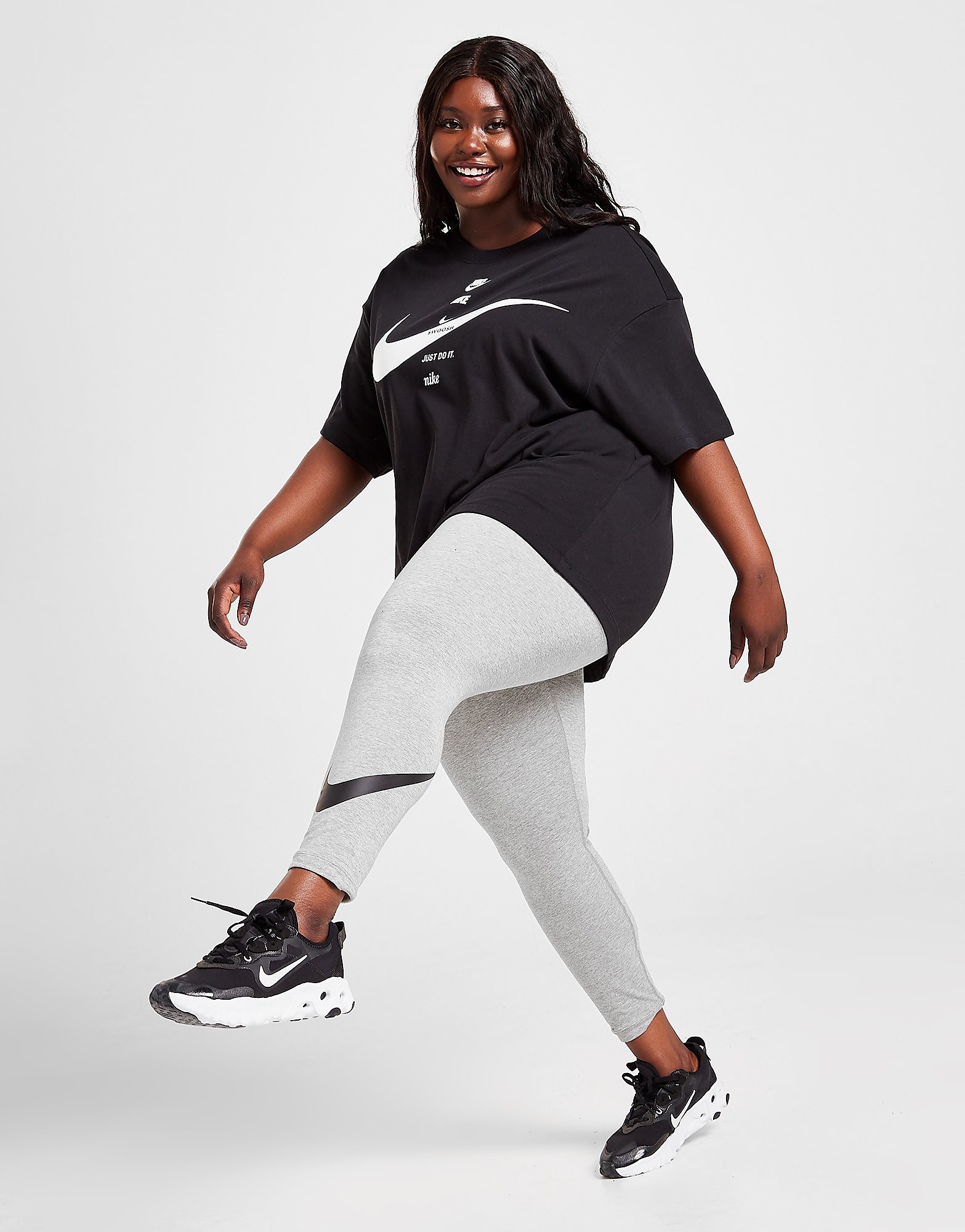 

Nike High Waisted Swoosh Plus Size Leggings - Dark Grey/Black - Womens, Dark Grey/Black