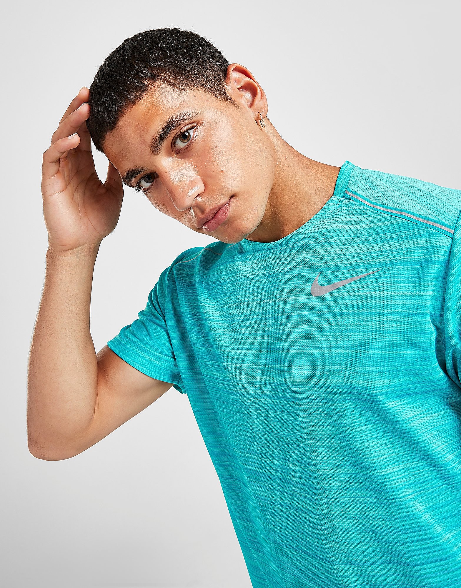 

Nike Miler Short Sleeve T-Shirt - Oracle Aqua/Heather - Mens, Oracle Aqua/Heather