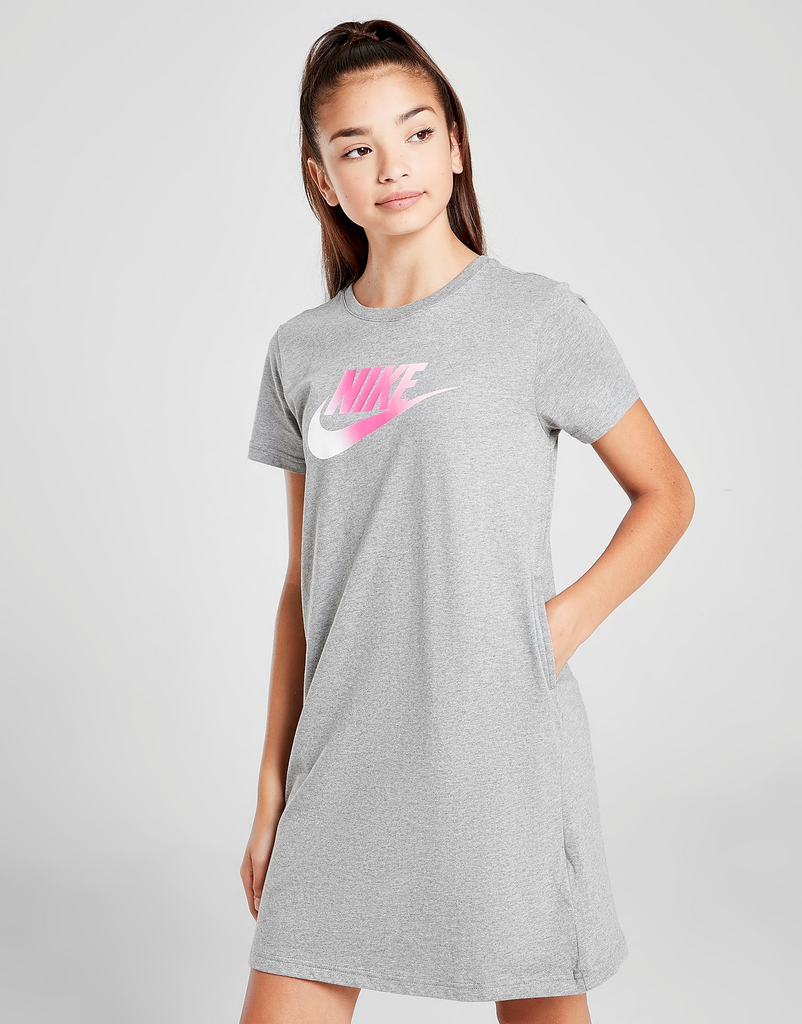 

Nike Girls' Futura T-Shirt Dress Junior - Carbon Heather/Pink/Pink - Kids, Carbon Heather/Pink/Pink