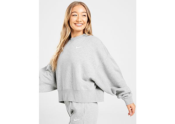 Nike Sweatshirt Essential Fleece Crew Femme - Dark Grey Heather/White, Dark Grey Heather/White