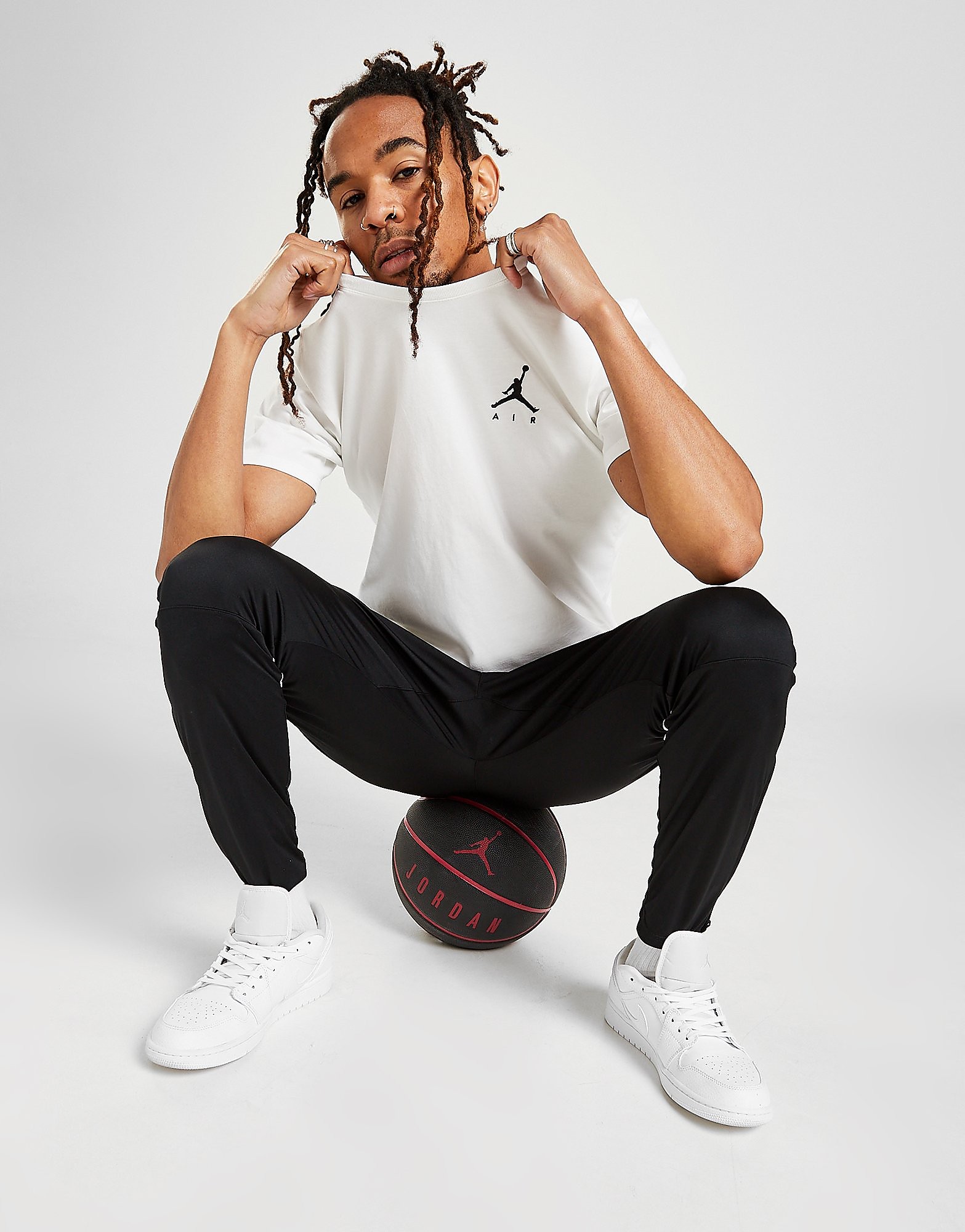 

Jordan Air Embroidered T-Shirt - White/Black - Mens, White/Black