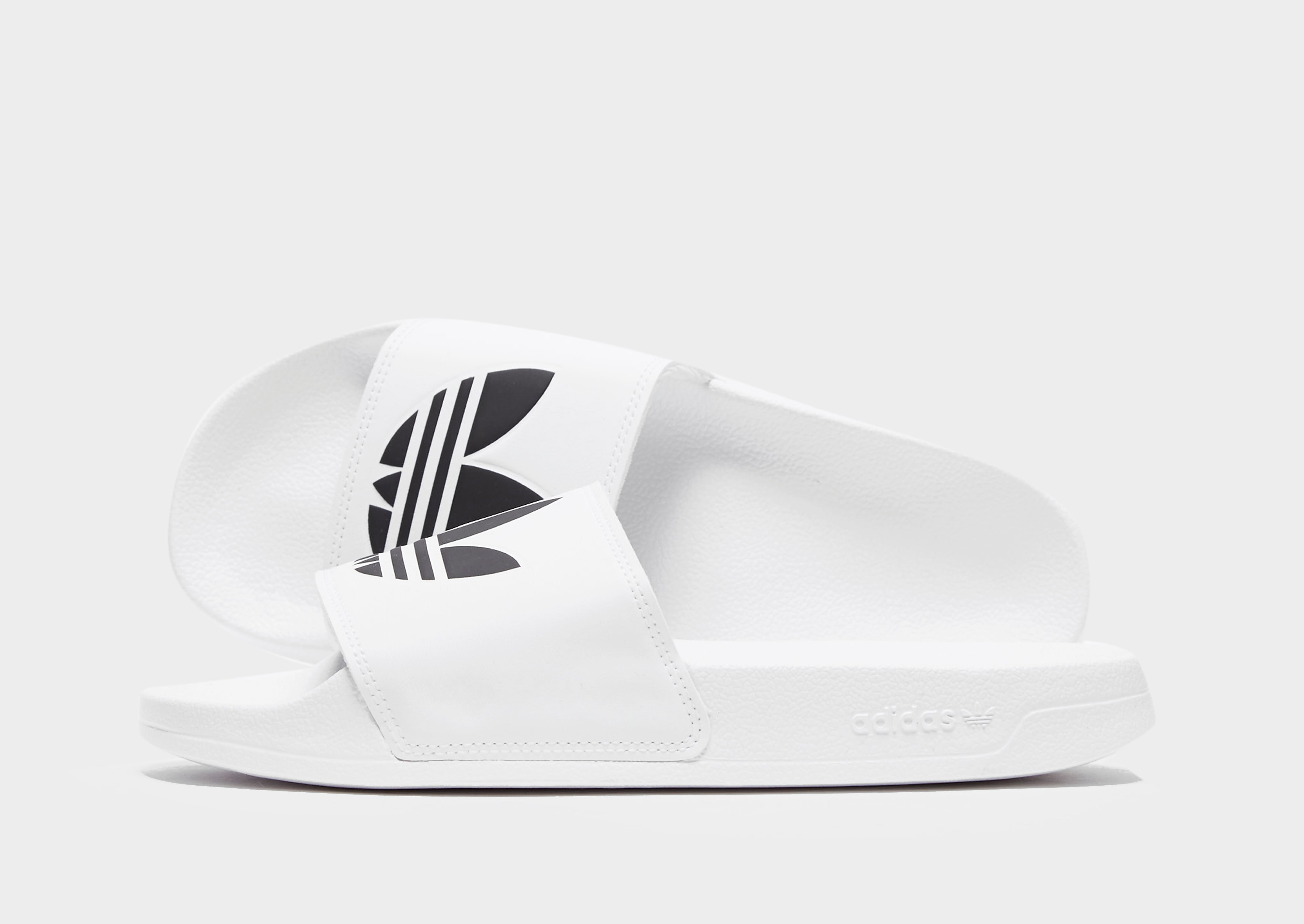 

adidas Originals Adilette Slides - Cloud White / Core Black / Cloud White - Womens, Cloud White / Core Black / Cloud White