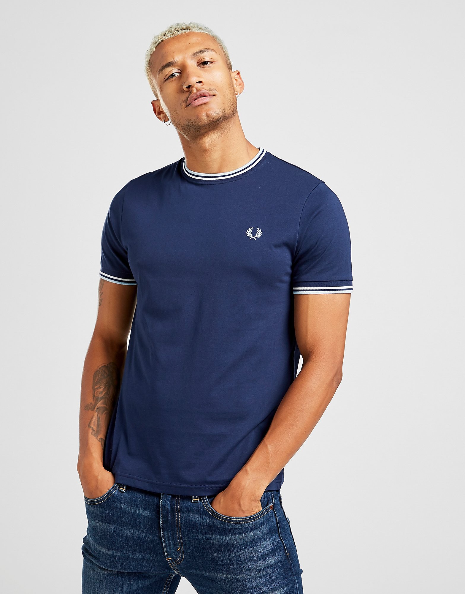 

Fred Perry Twin Tipped Short Sleeve T-Shirt - Blue/Blue - Mens, Blue/Blue