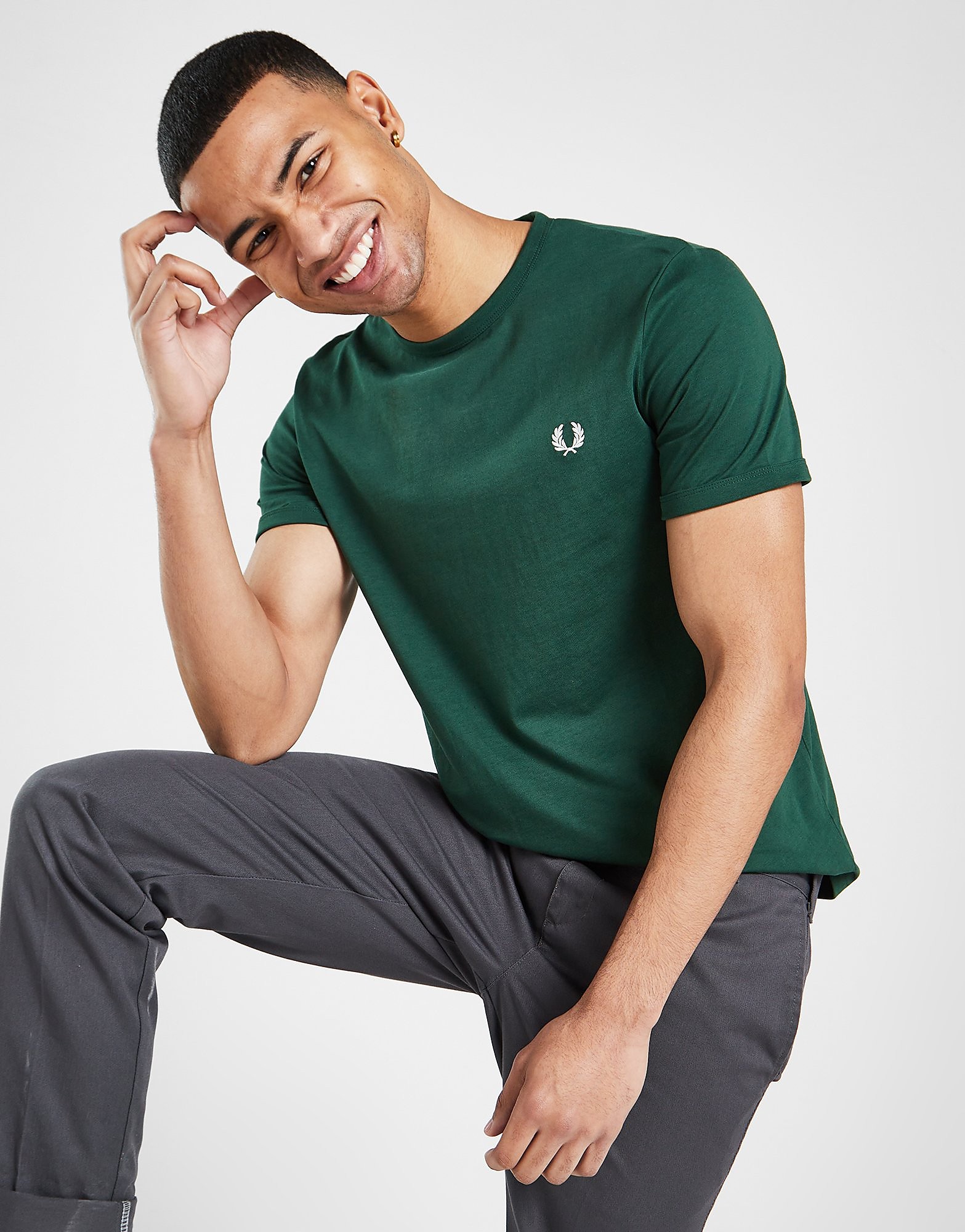 

Fred Perry Ringer T-Shirt - Green/Green, Green/Green