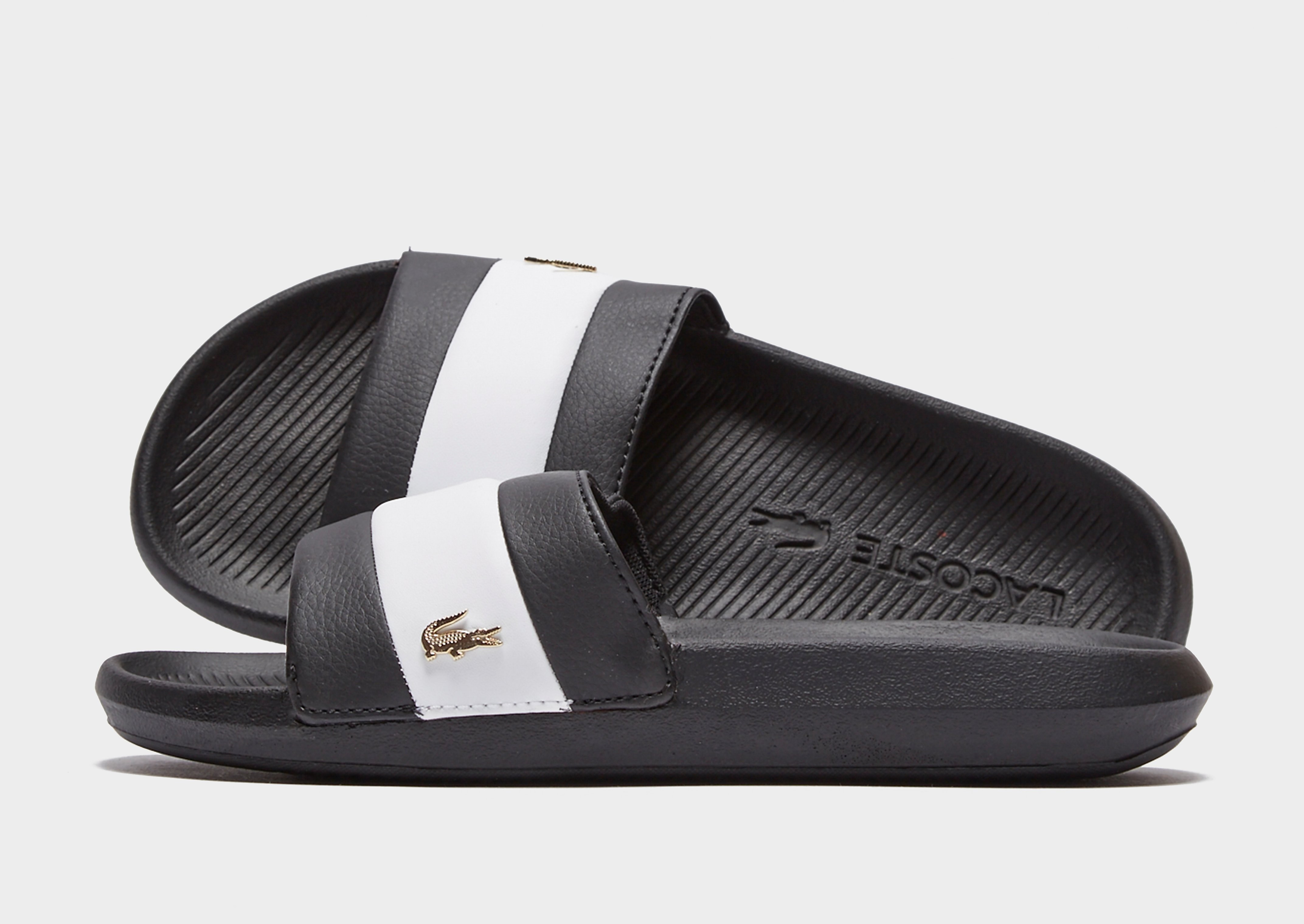 Lacoste Croco Slides Women's - Black/White, Black/White