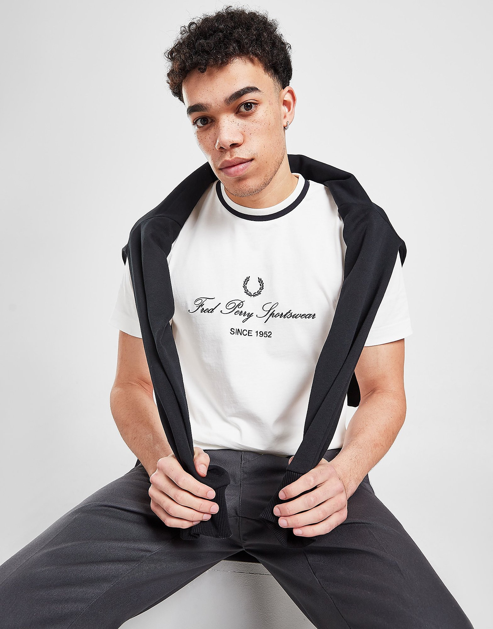 

Fred Perry Script Embroidered T-Shirt - White/S.WHT - Mens, White/S.WHT