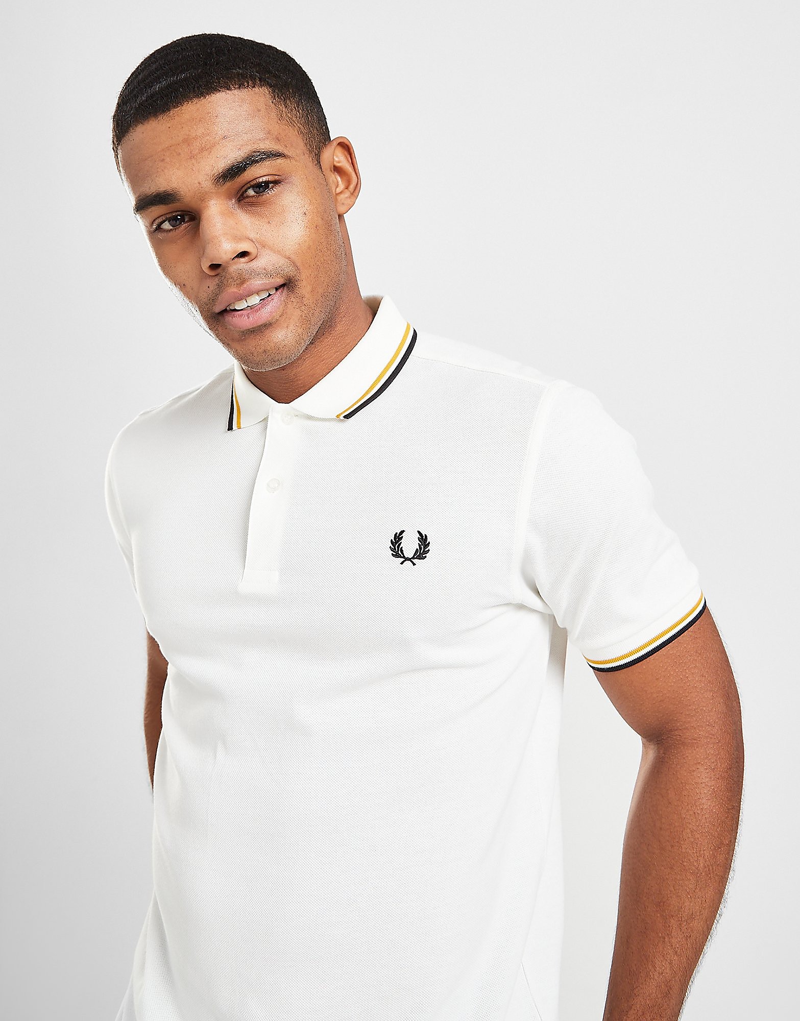 

Fred Perry Twin Tipped Polo Shirt - White/Gold/Black - Mens, White/Gold/Black