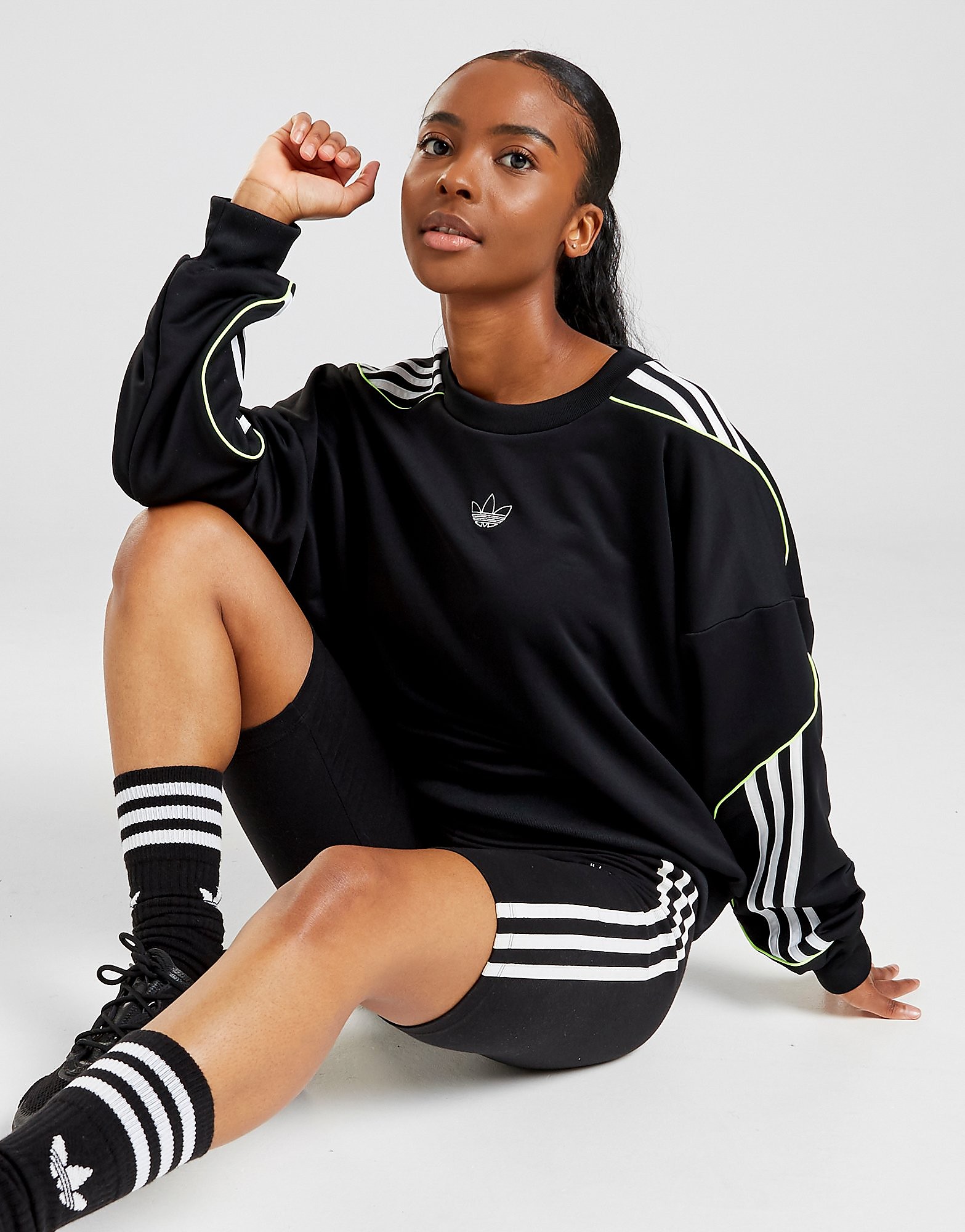

adidas Originals Trefoil Poly Crew Sweatshirt Women's - Only at JD - Black/White, Black/White