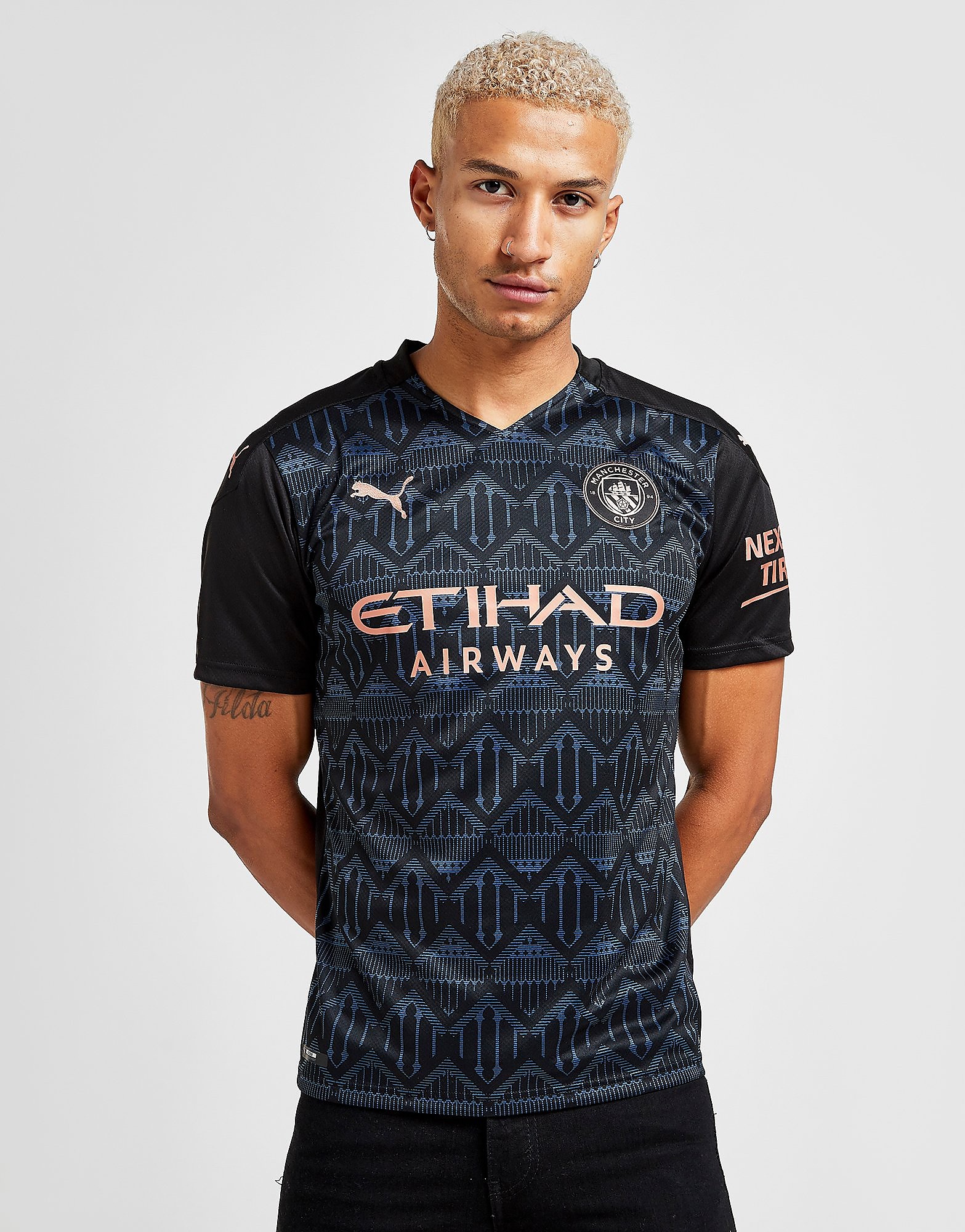 Puma Manchester City FC 2020/21 Away Shirt - Black/Blue - Mens, Black/Blue