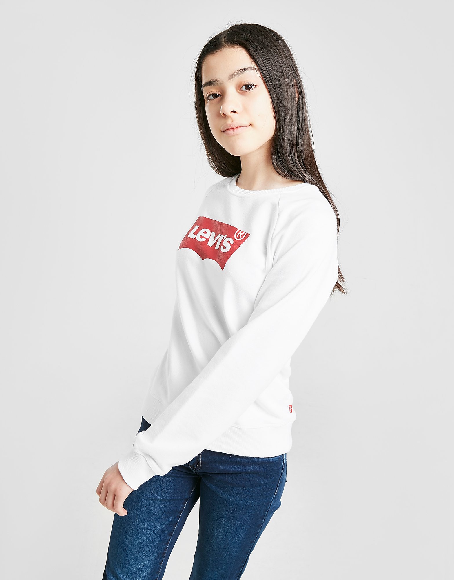 

Levis Girls' Logo Crew Sweatshirt Junior - White - Kids, White