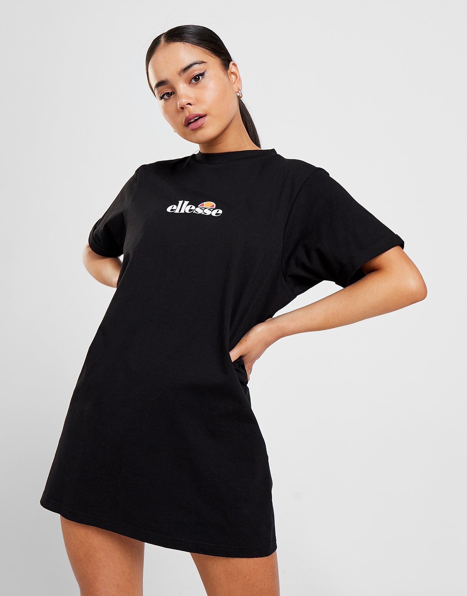 Ellesse Graphic Back Logo T-Shirt Dress - Only at JD - Black/Multi Coloured - Womens, Black/Multi Coloured