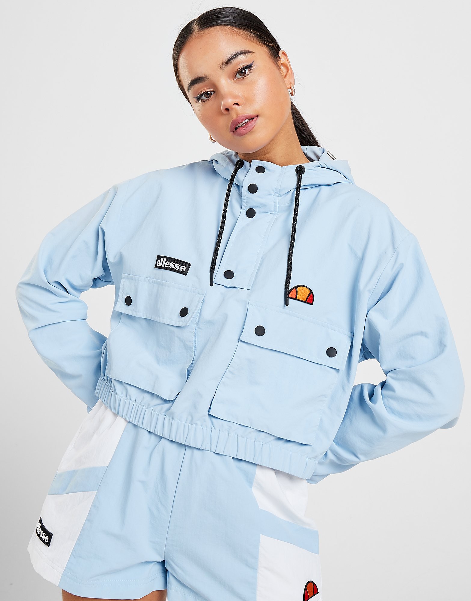 Ellesse Woven 1/4 Zip Crop Jacket - Only at JD, Celeste