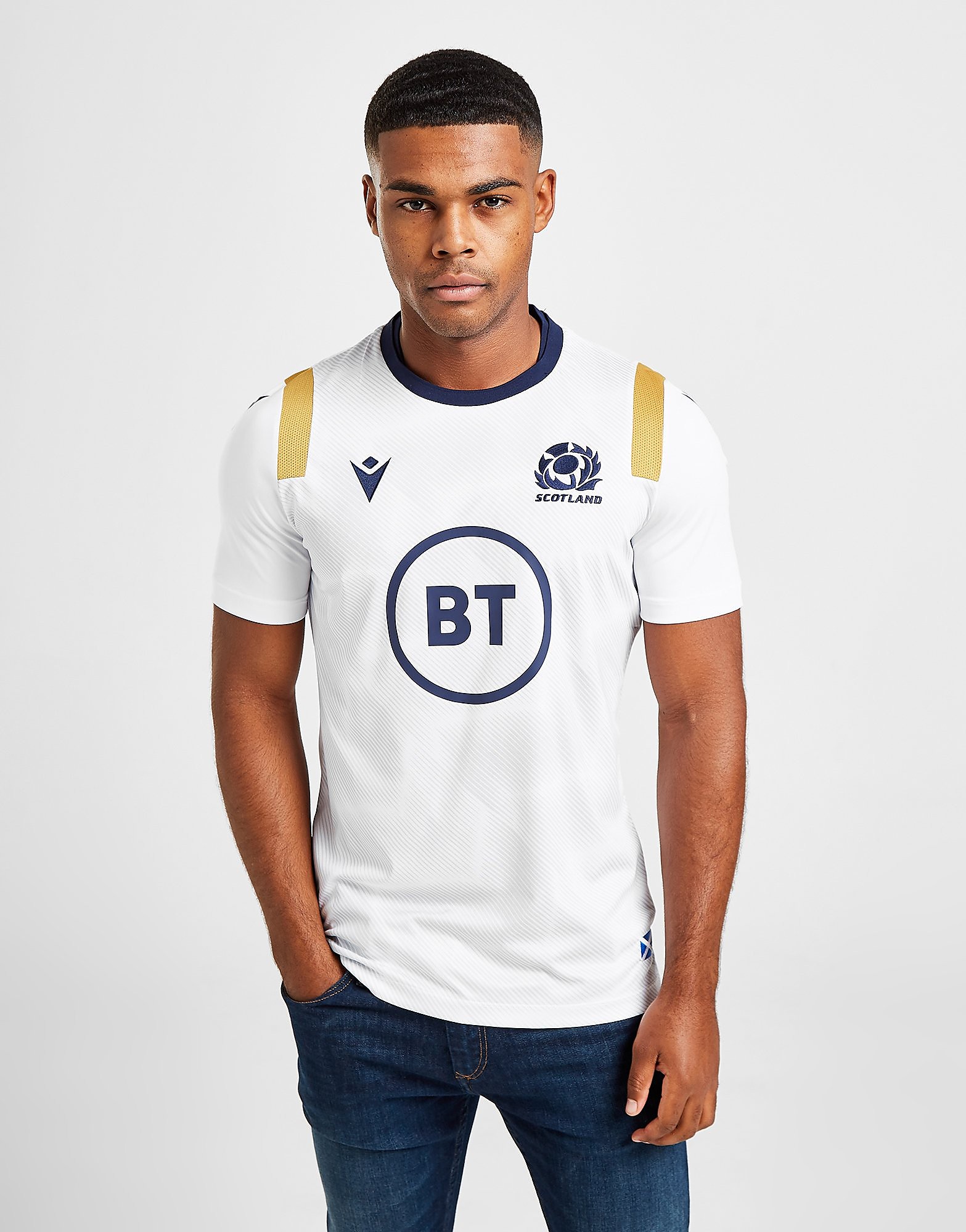 Macron Scotland RU Gym Short Sleeve Shirt - White - Mens, White
