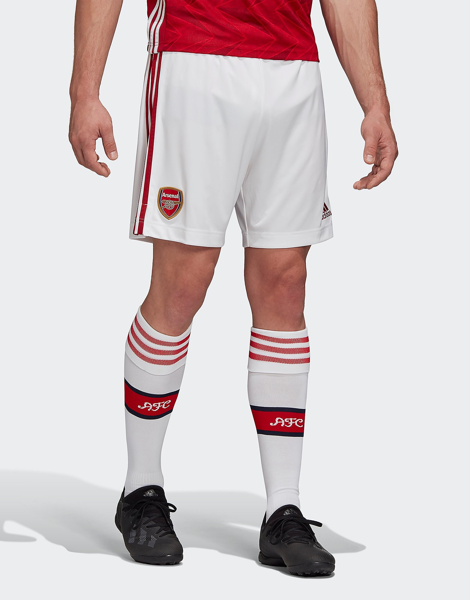 

adidas Arsenal FC 2020/21 Home Shorts - White / Active Maroon/Red - Mens, White / Active Maroon/Red