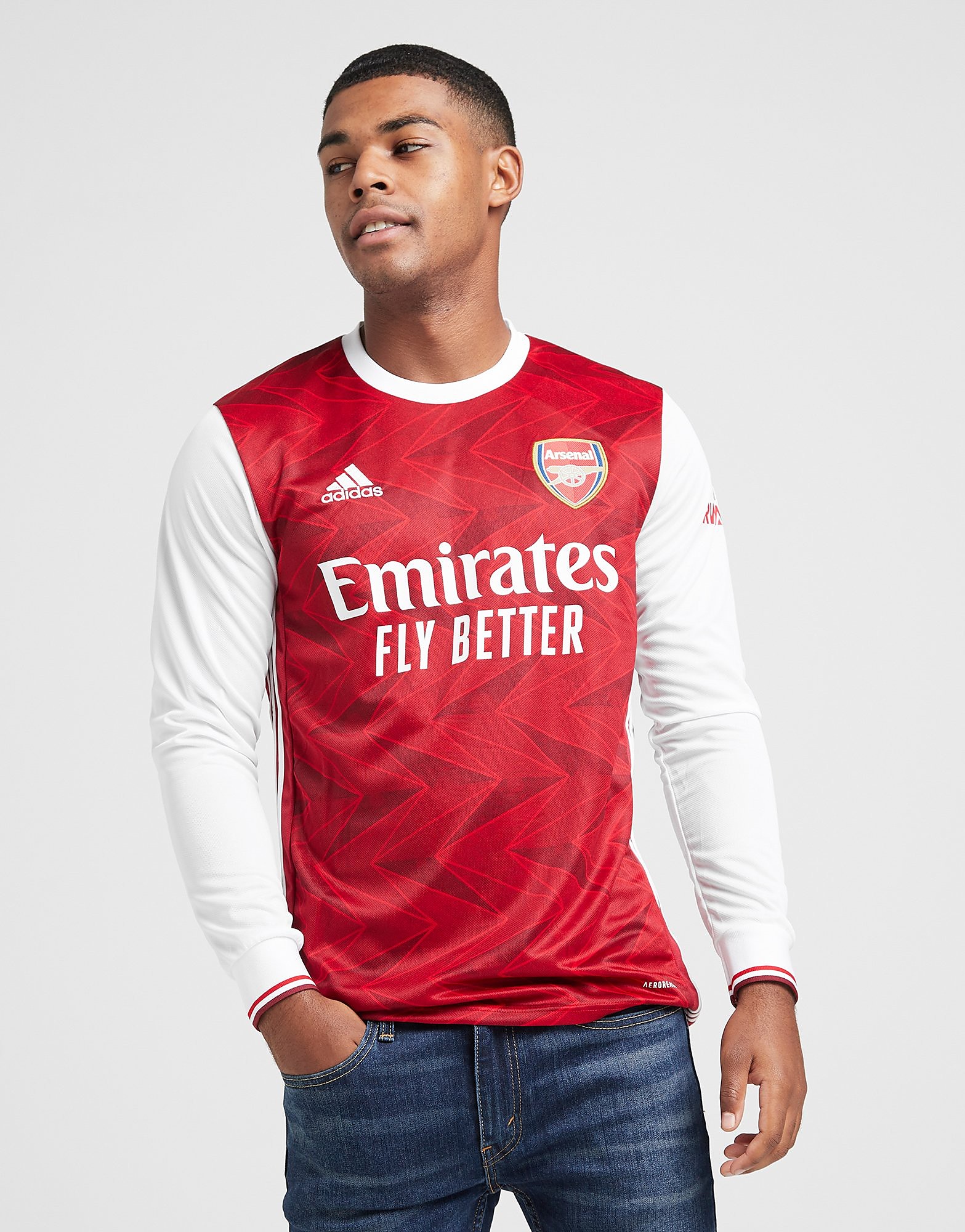 

adidas Arsenal FC 20/21 Long Sleeve Home Shirt - Active Maroon / White/White - Mens, Active Maroon / White/White