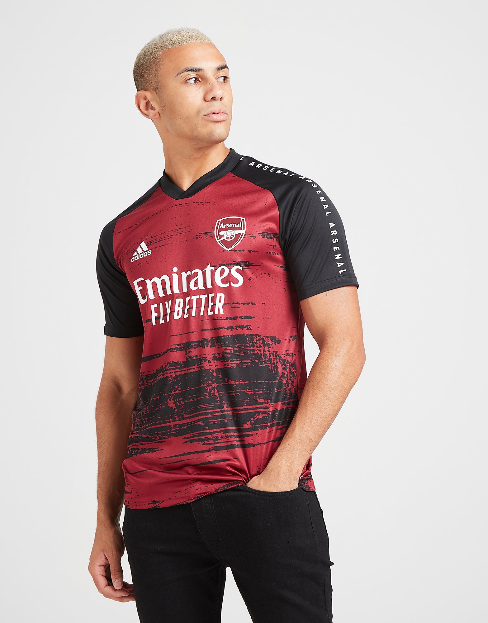 adidas Arsenal FC Pre Match Short Sleeve Shirt - Noble Maroon / Black/Black - Mens, Noble Maroon / Black/Black