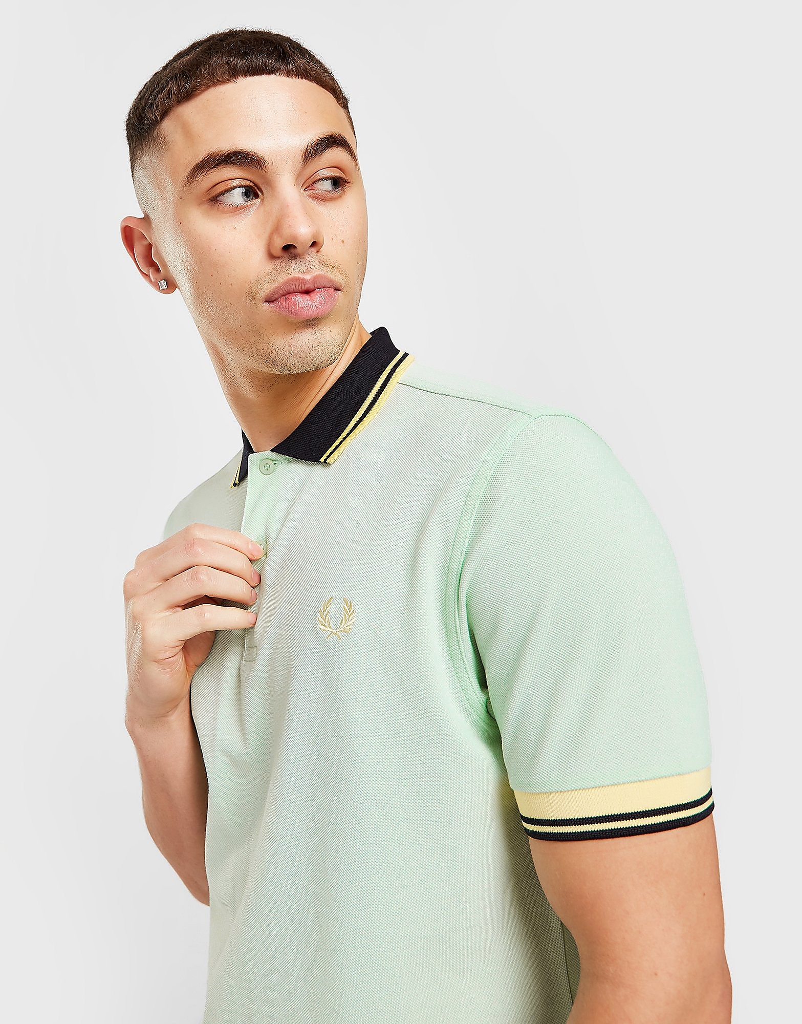 Fred Perry Contrast Collar Short Sleeve Polo Shirt - Green - Mens, Green
