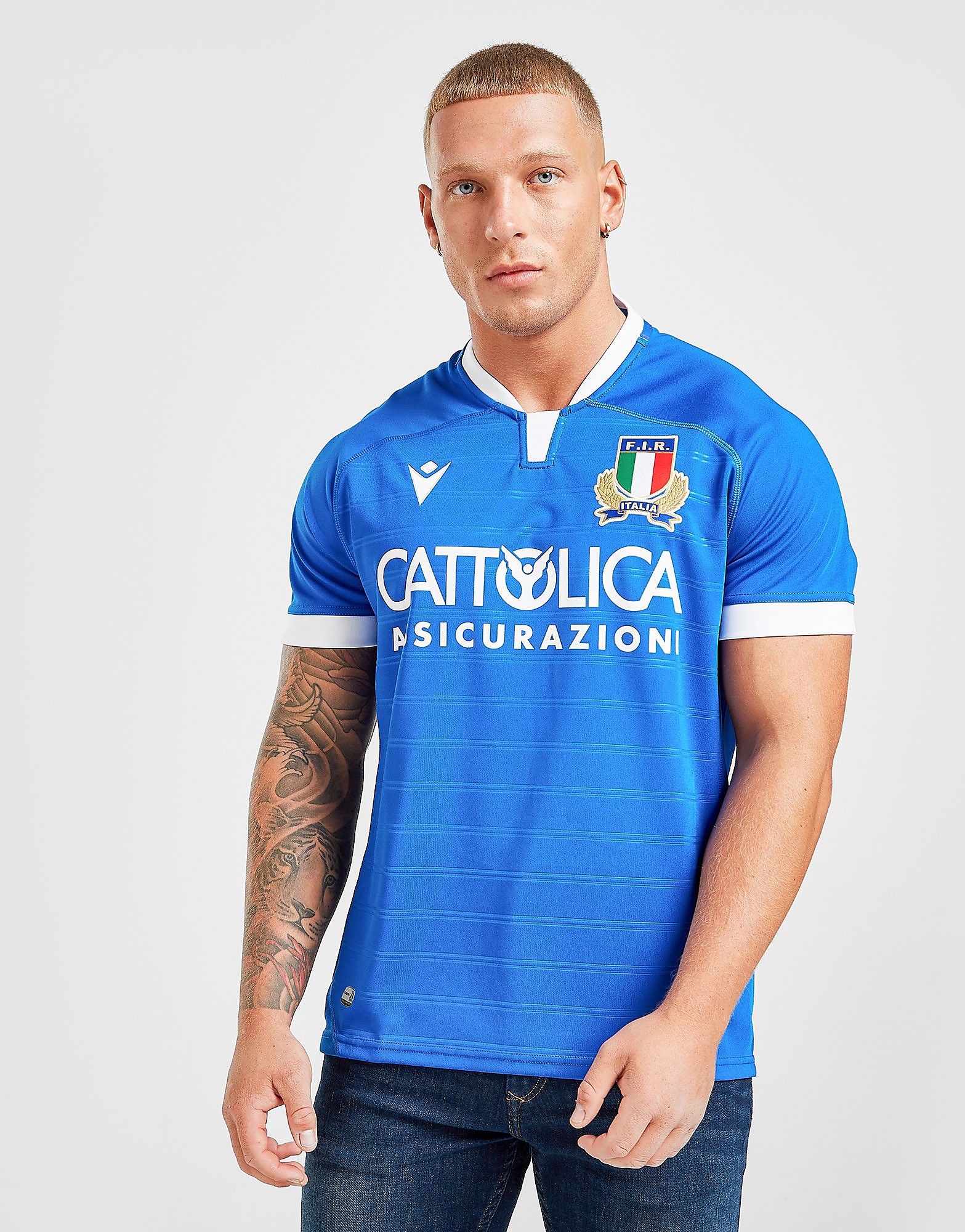 

Macron Italy 2020/21 Home Shirt - Blue/White - Mens, Blue/White