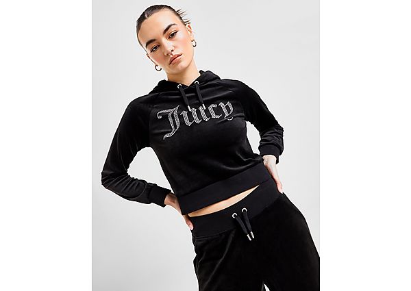 JUICY COUTURE Sweat à capuche Diamante Logo Velour Femme - Black, Black