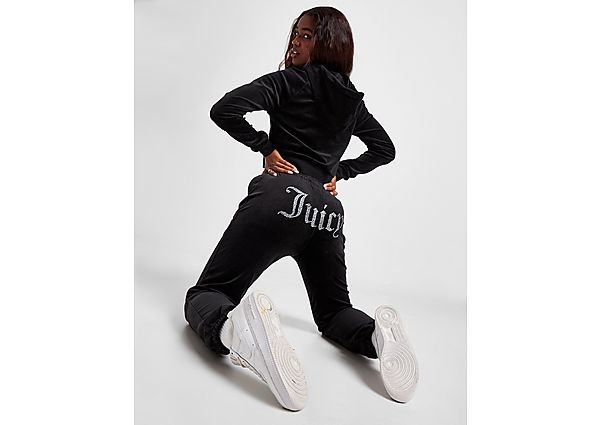 JUICY COUTURE Pantalon de survêtement Diamante Logo Velour Femme - Black, Black