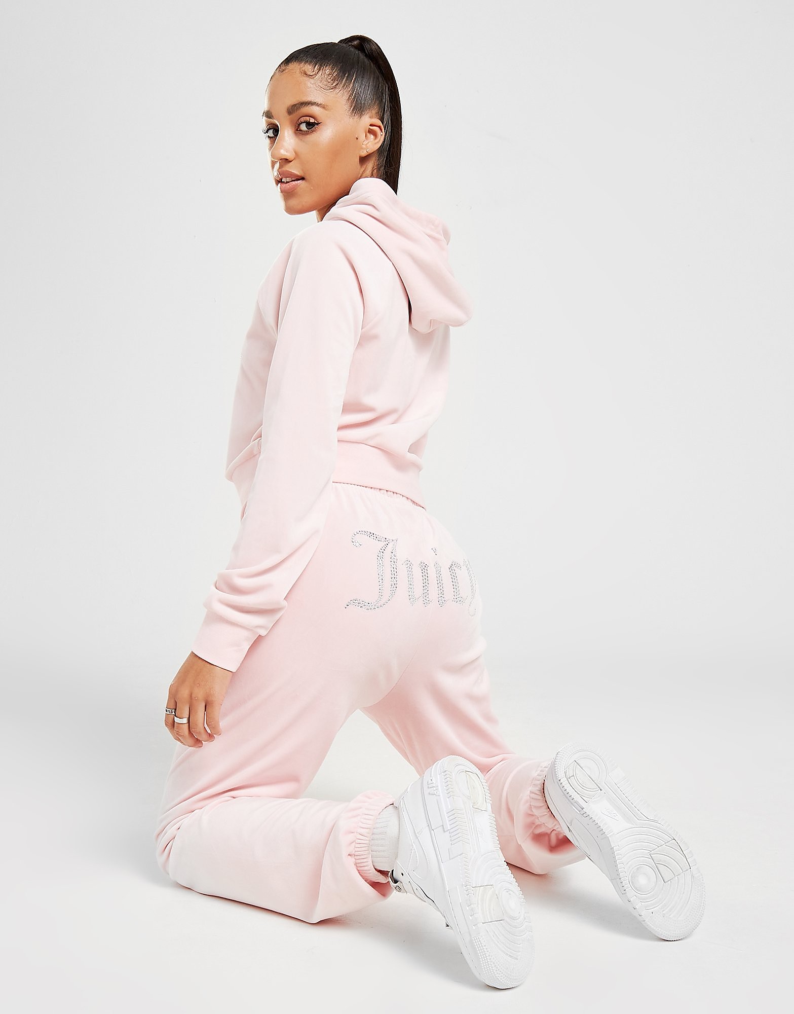 

JUICY COUTURE Diamante Velour Joggers - Only at JD - Pink - Womens, Pink