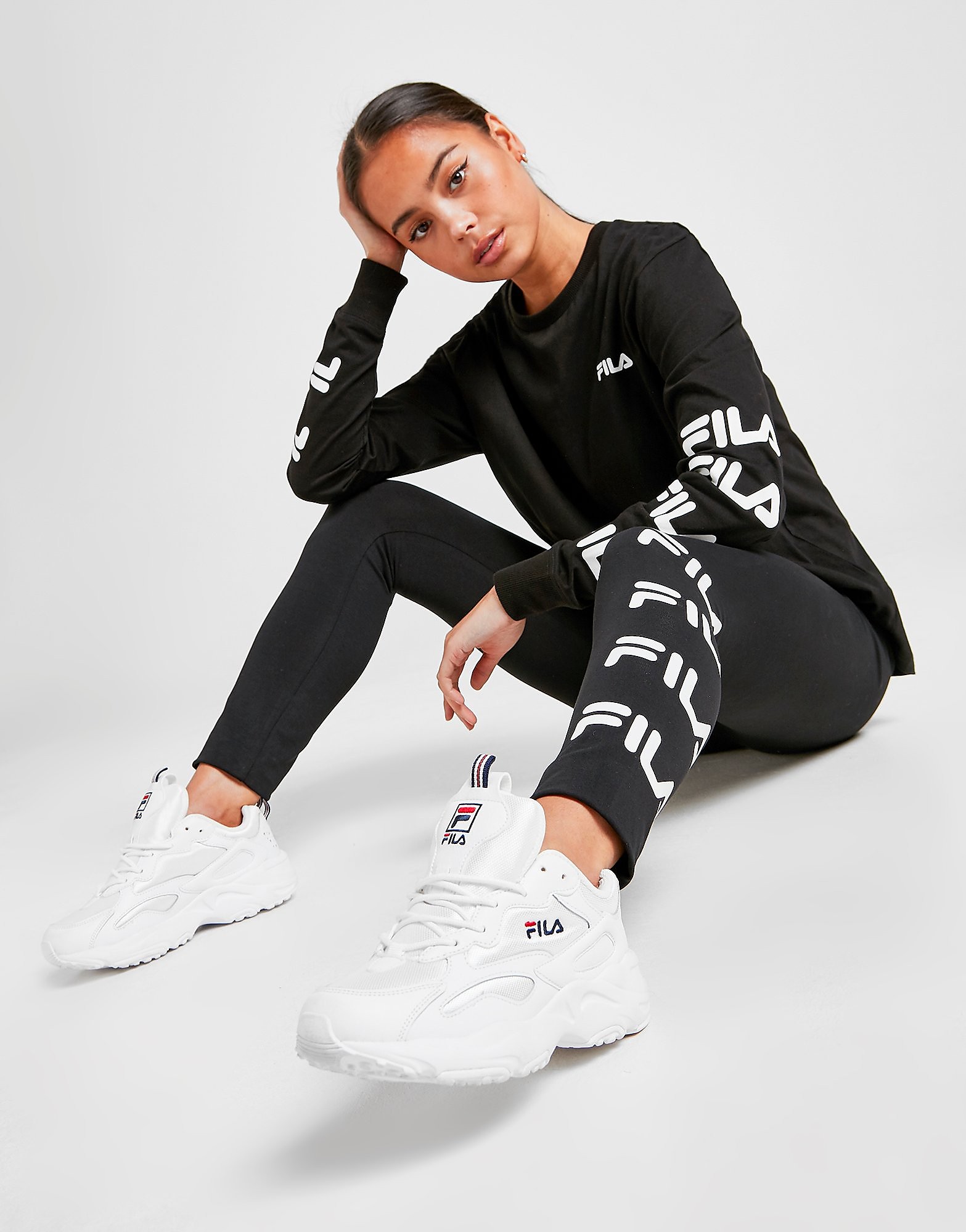 Fila Legging Repeat Logo Femme - Only at JD - Noir, Noir