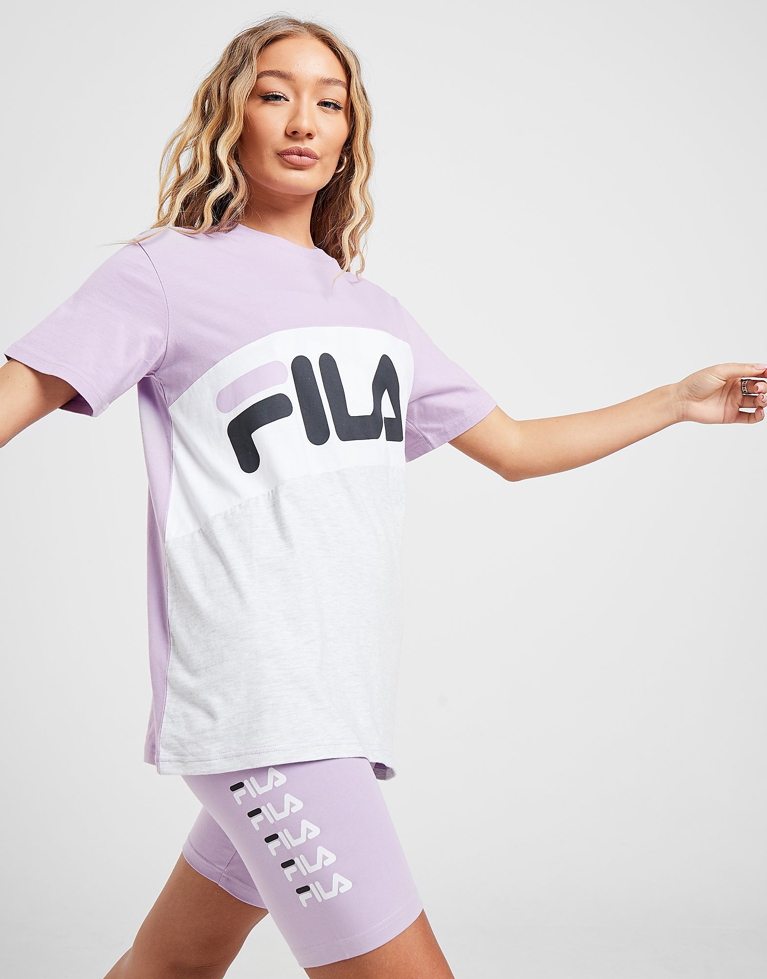 Fila T-shirt Boyfriend Colour Block Femme - Only at JD - Violet, Violet