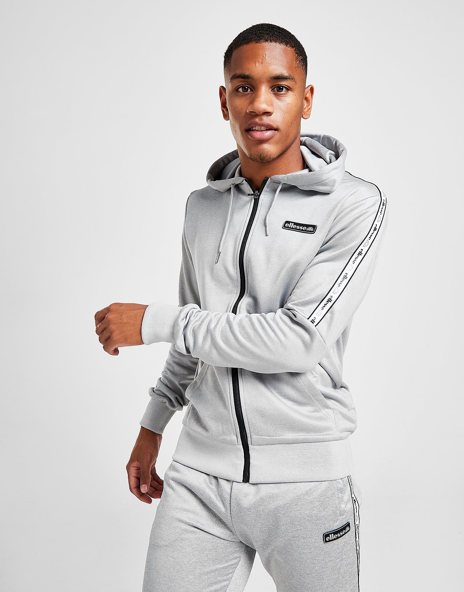 

Ellesse Tape Full Zip Hoodie - Only at JD - Grey/Black - Mens, Grey/Black