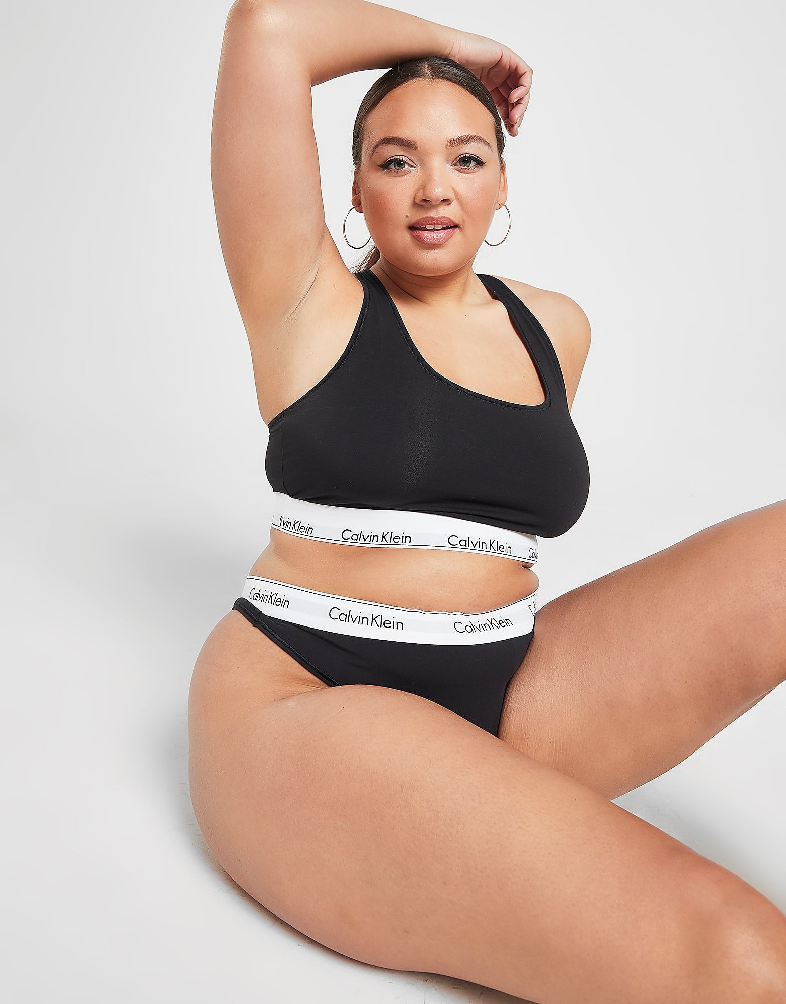 

Calvin Klein Underwear Curve Modern Cotton Thong - Black/White - Womens, Black/White
