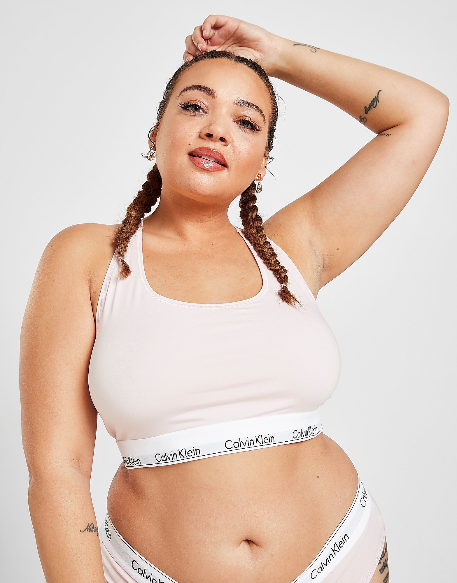 

Calvin Klein Underwear Curve Modern Cotton Bralette - Pink/White - Womens, Pink/White