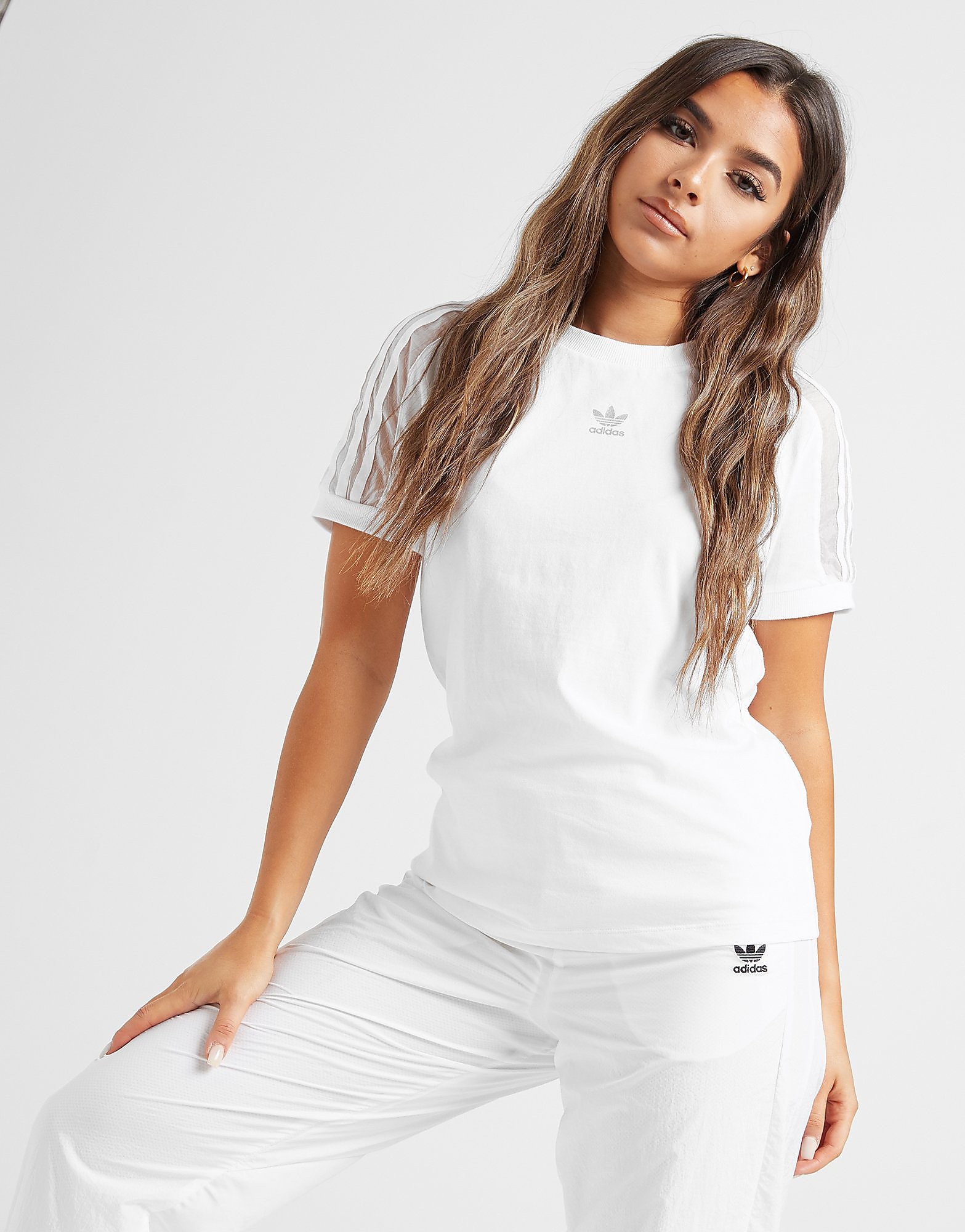 

adidas Originals Clear Tape T-Shirt - Only at JD - WHITE/Silver - Womens, WHITE/Silver