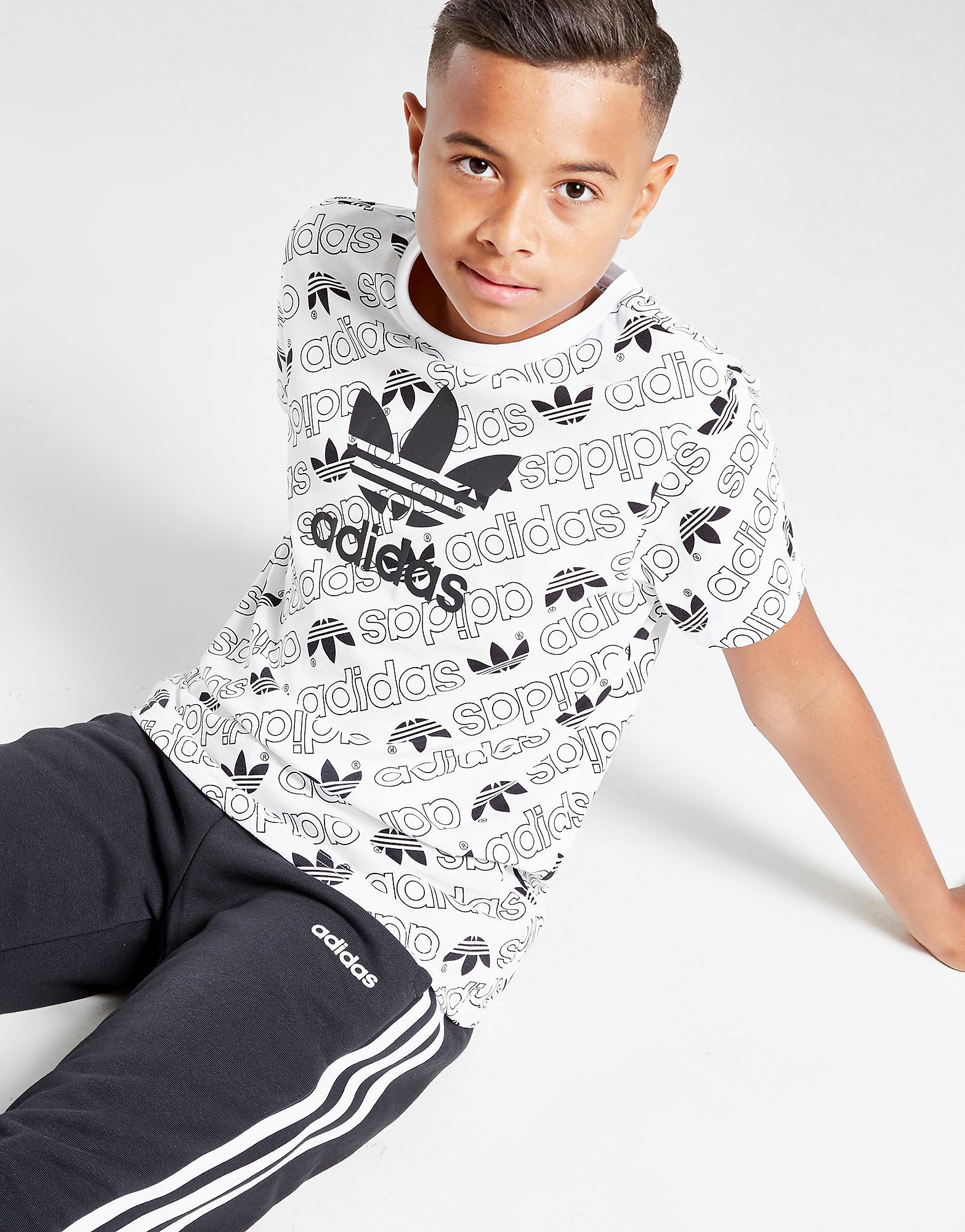 

adidas Originals All Over Print Linear T-Shirt Junior - Only at JD - WHITE - Kids, WHITE