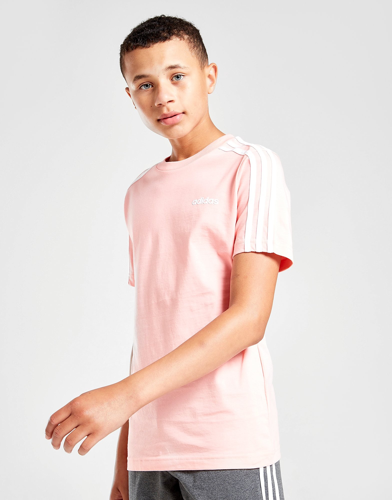 

adidas 3-Stripes T-Shirt Junior - Only at JD - Pink/White - Kids, Pink/White