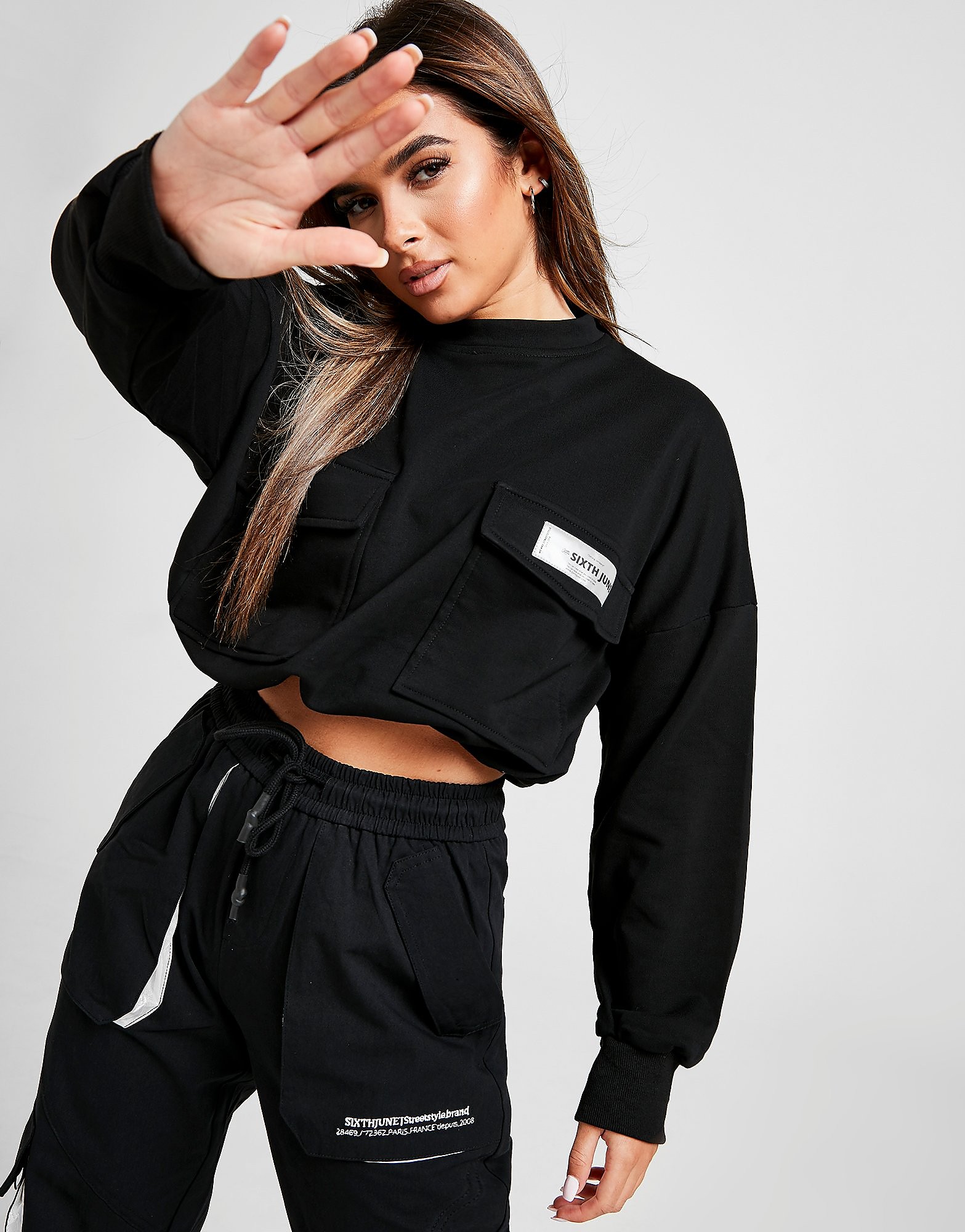 

Sixth June Crop Crew Sweatshirt - Black - Womens, Black