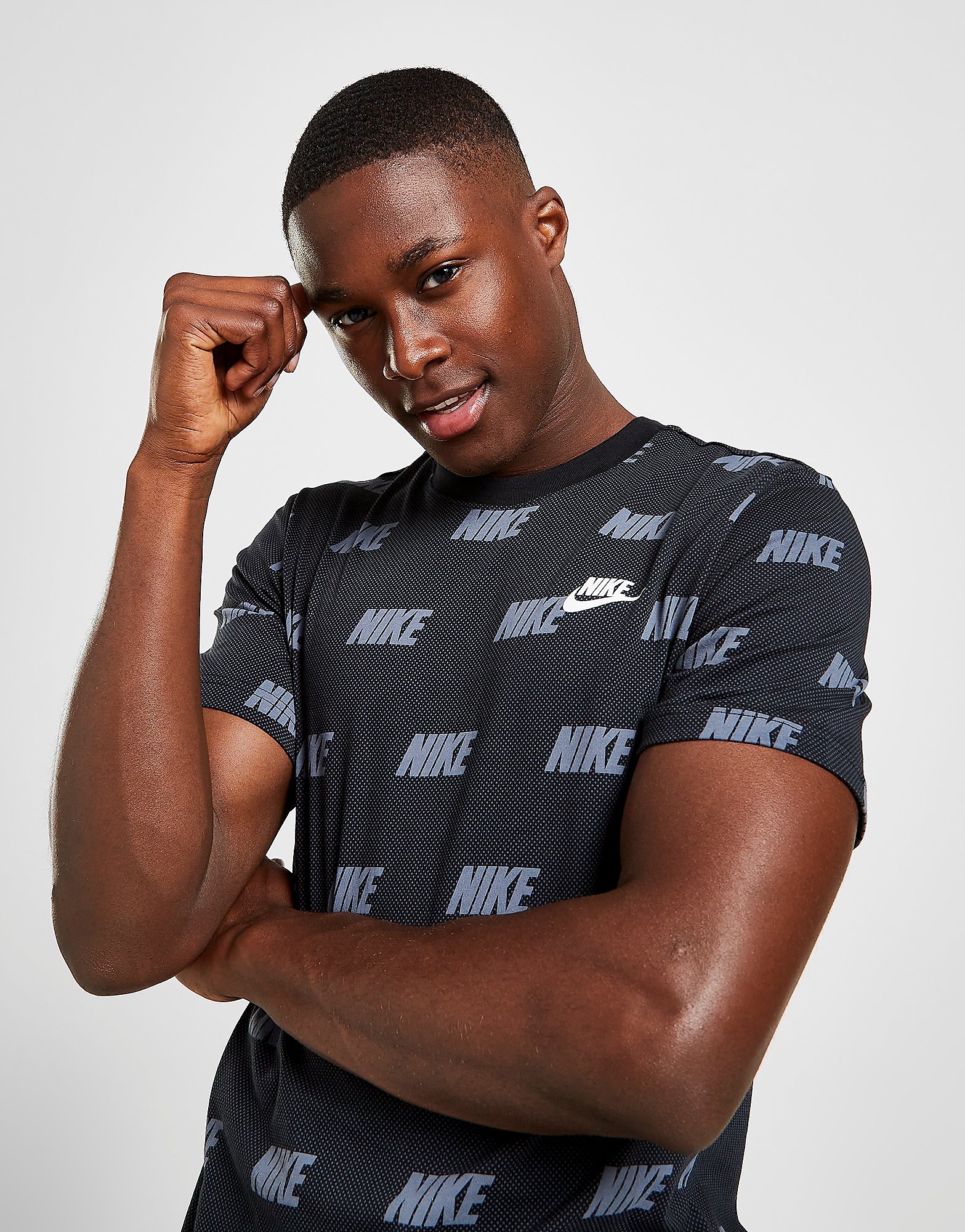 

Nike Hybrid All Over Print T-Shirt - Black/White - Mens, Black/White