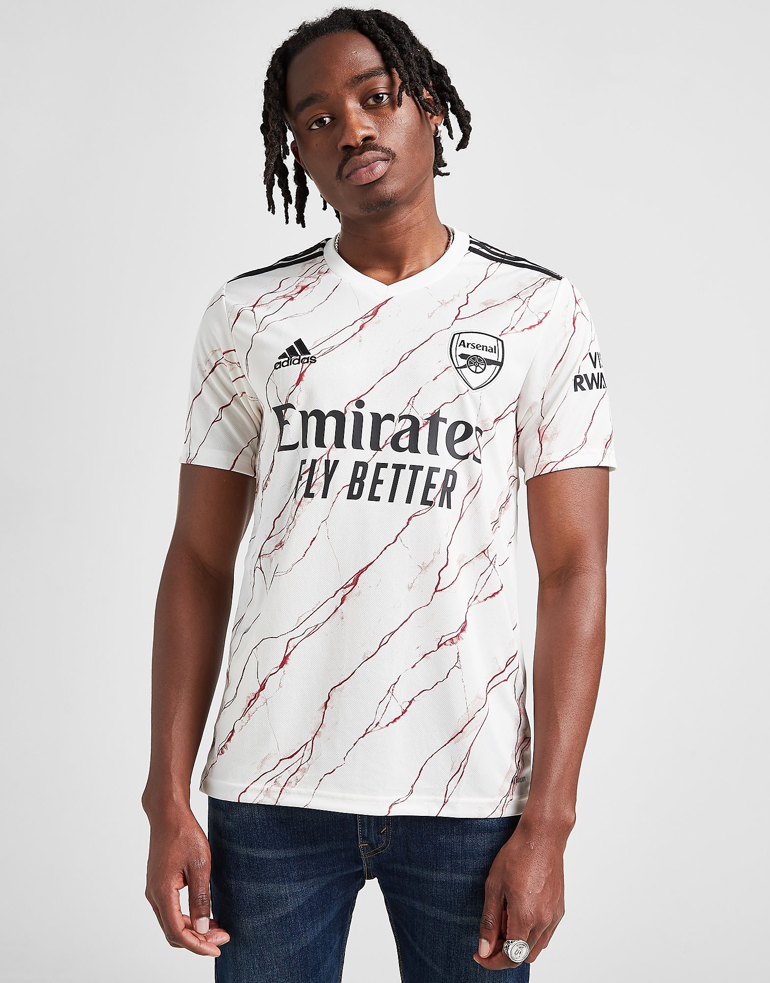 

adidas Arsenal FC 2020/21 Away Shirt - Cloud White / Black/Black/Red - Mens, Cloud White / Black/Black/Red