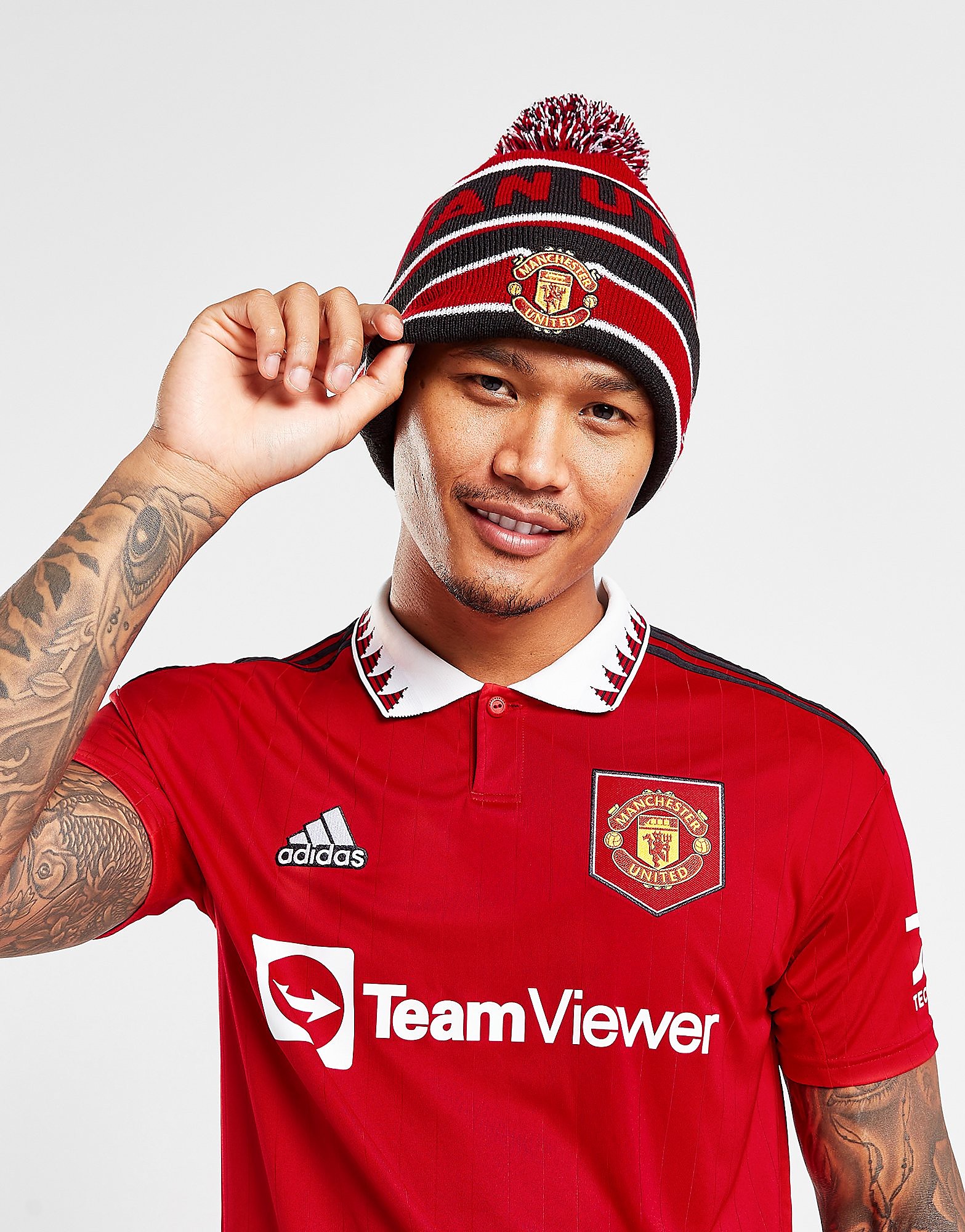 

New Era Manchester United FC Pom Beanie - Red/Black - Mens, Red/Black