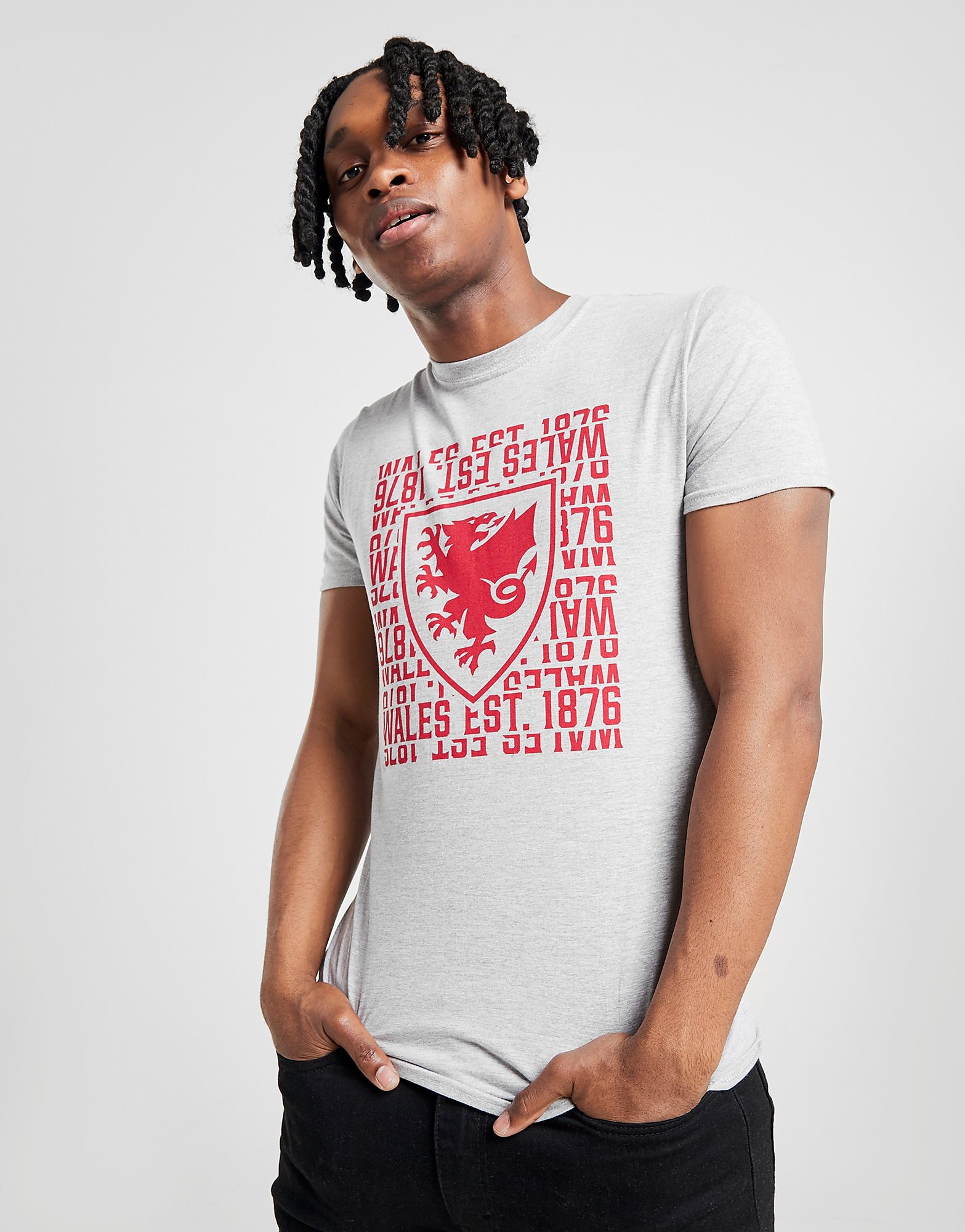 

Official Team Wales 1876 Short Sleeve T-Shirt - Grey/Red - Mens, Grey/Red