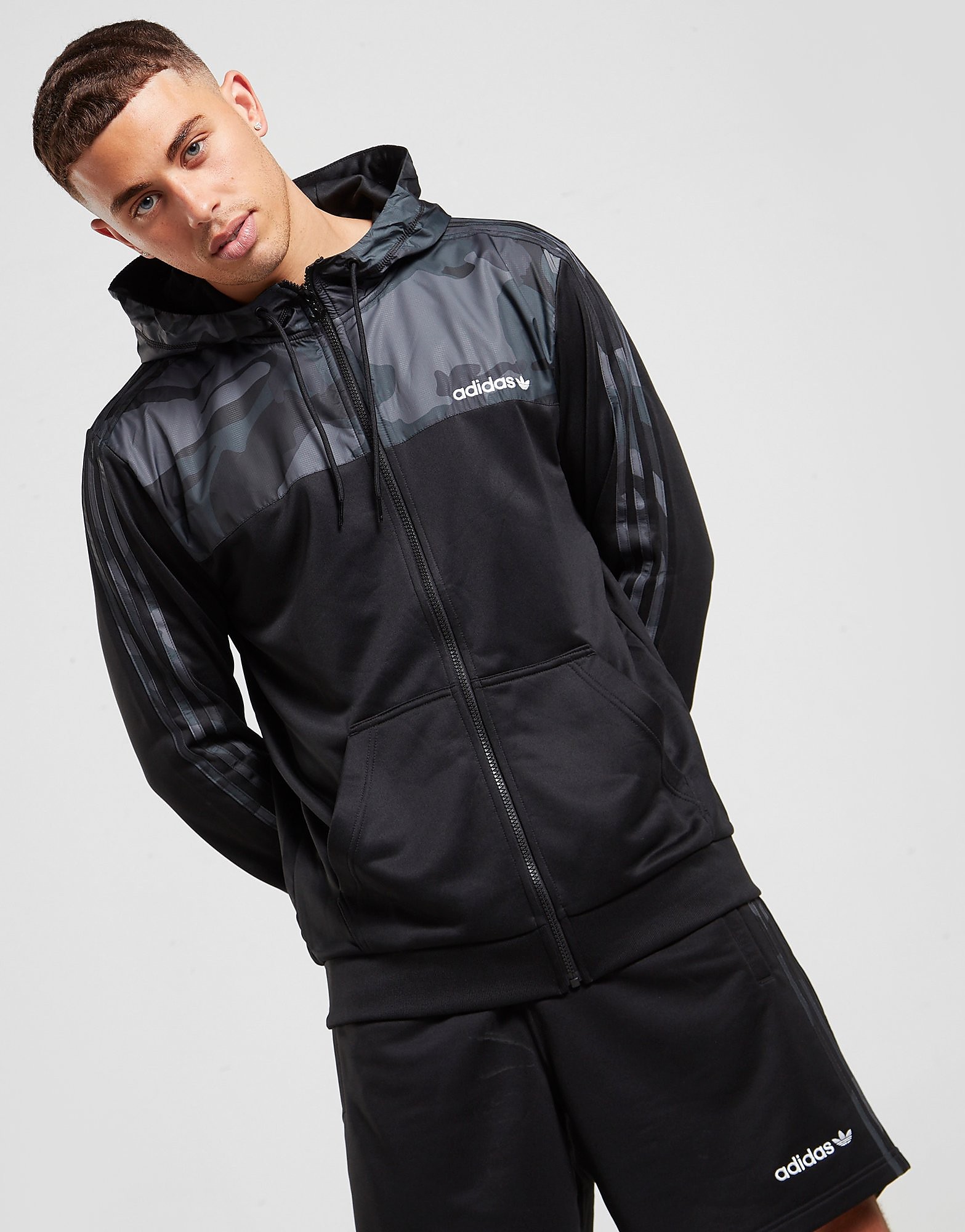 

adidas Originals Camo Poly Full Zip Hoodie - Only at JD - Black - Mens, Black