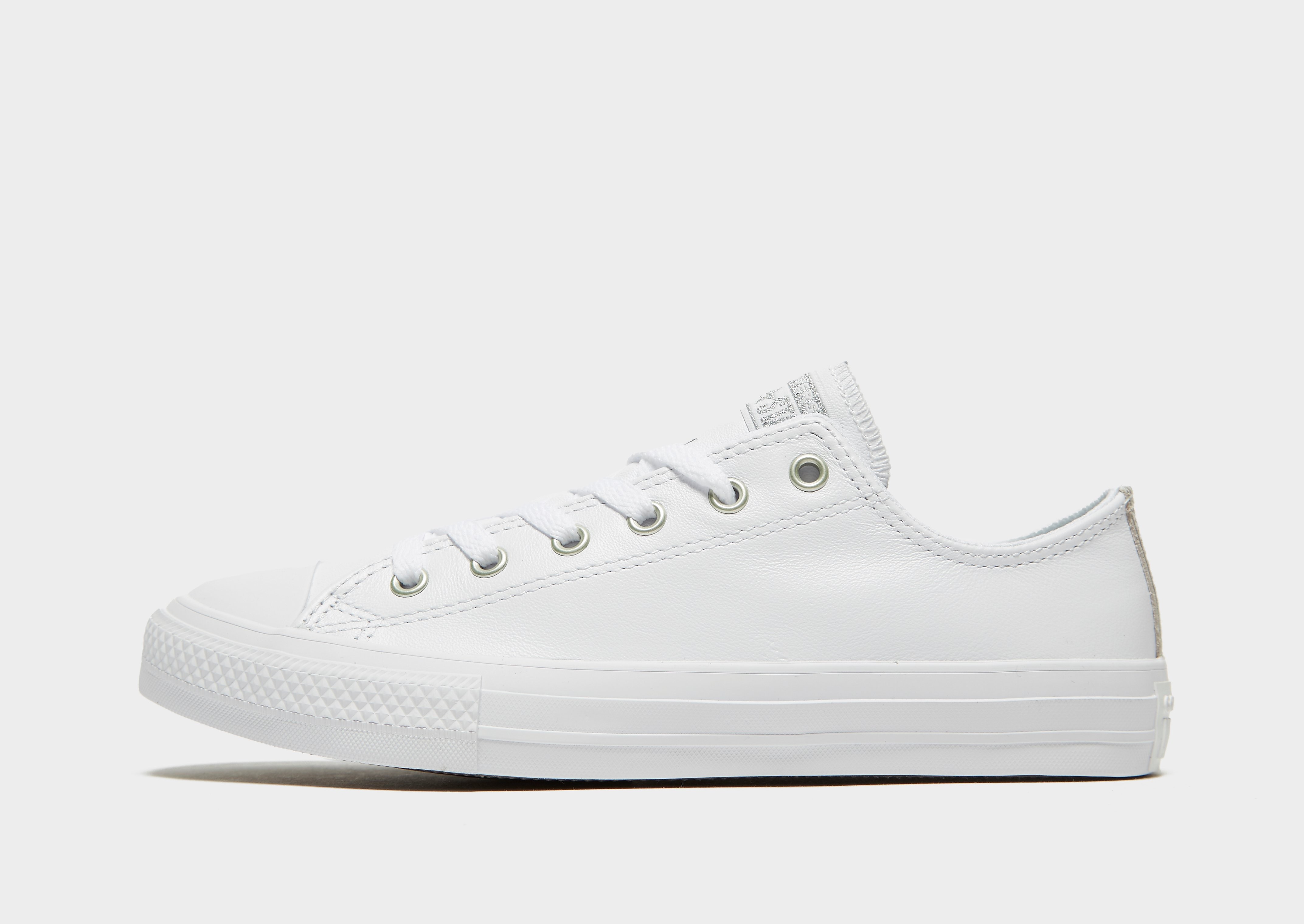

Converse All Star Ox Leather Junior - Only at JD - White/Silver - Kids, White/Silver