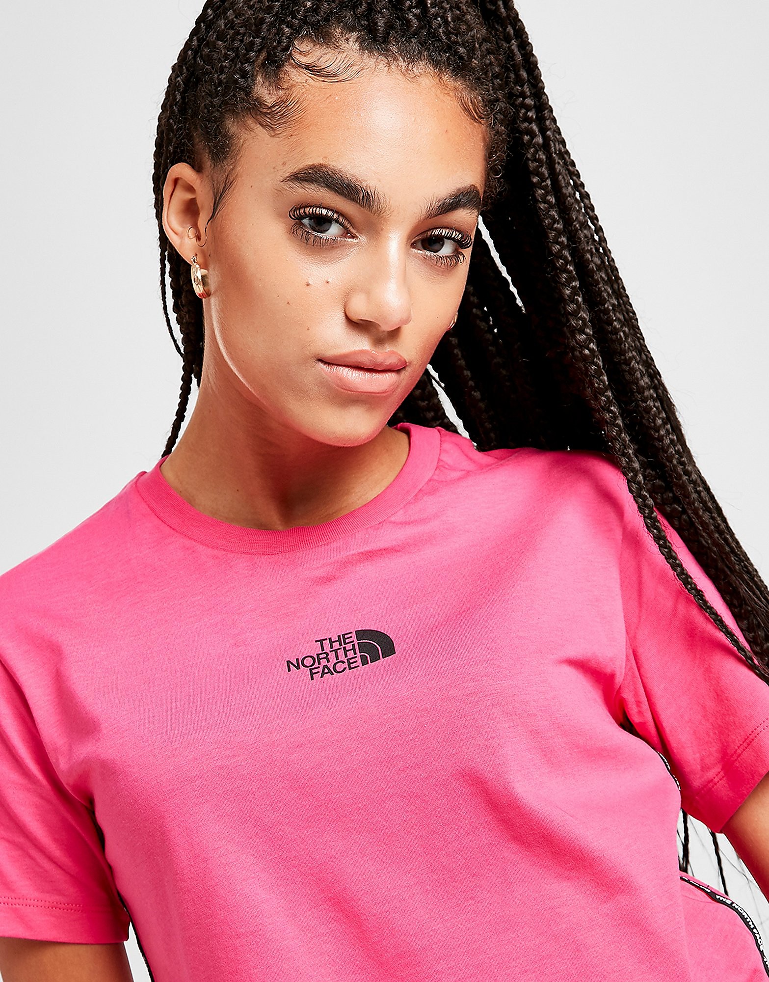 

The North Face Tape Crop T-Shirt - Only at JD - Pink/Black - Womens, Pink/Black